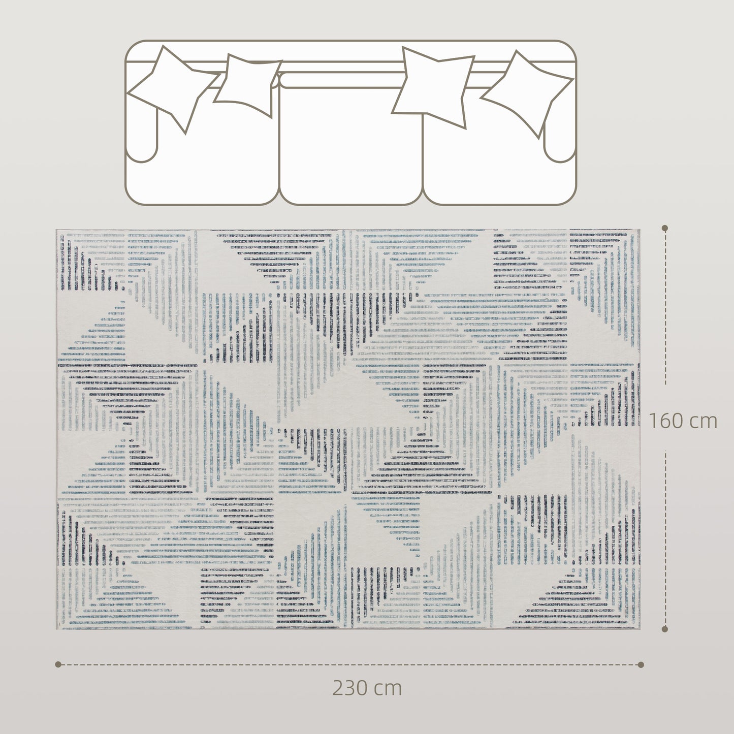 HOMCOM Geometric Rug Non Slip Washable 230 By 160 Cm For Living Room Dining Room Bedroom And Home Office Multi Coloured