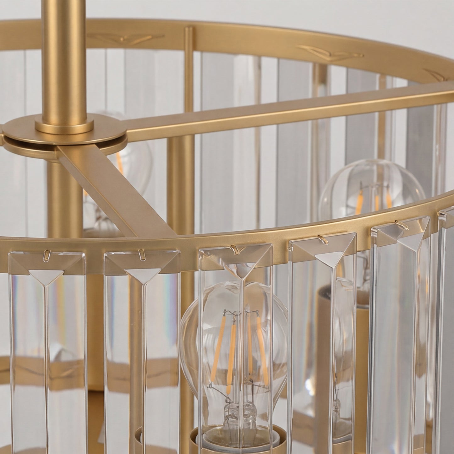 HOMCOM Semi Flush Mount Modern Crystal Chandelier Ceiling Light With E14 Base Gold Finish