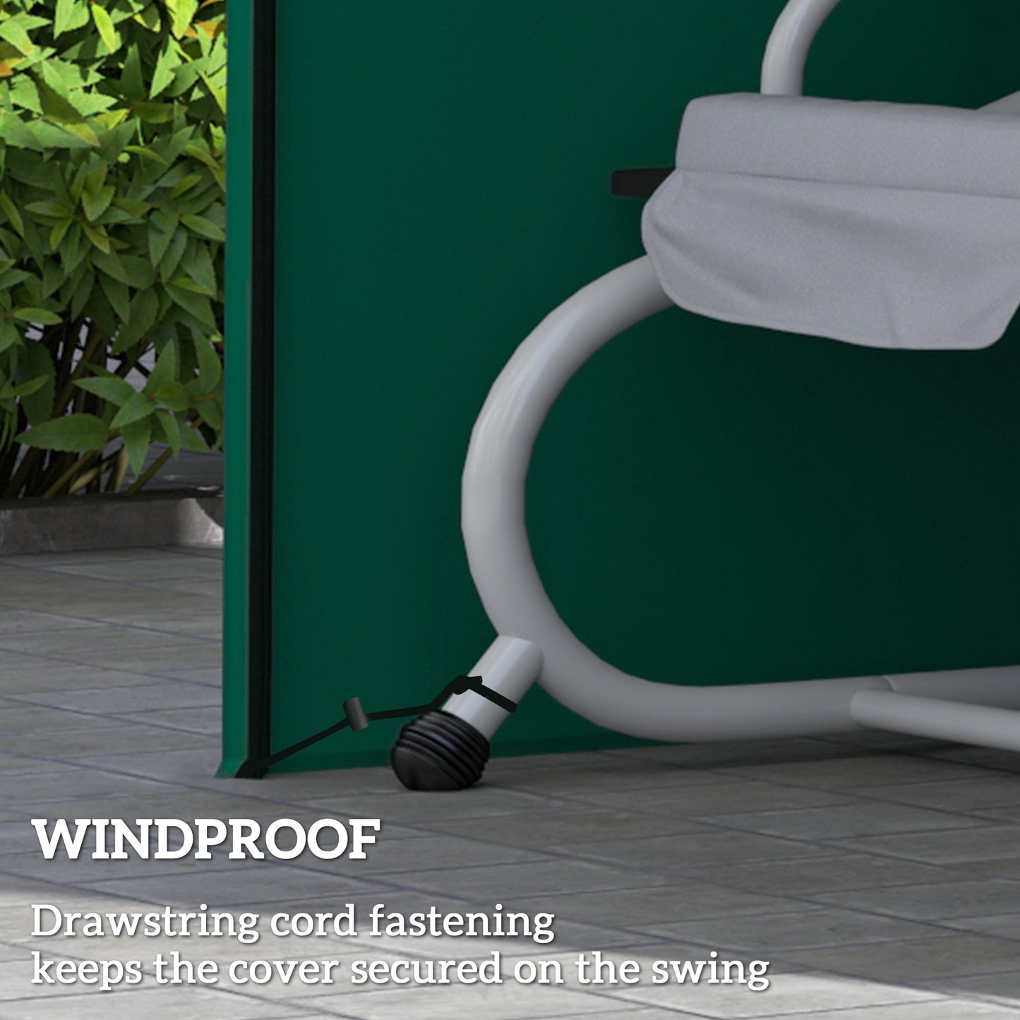 Outsunny 220 X 125 Cm Three Seater Swing Chair Protective Cover Waterproof PU Coated Oxford Cloth Green