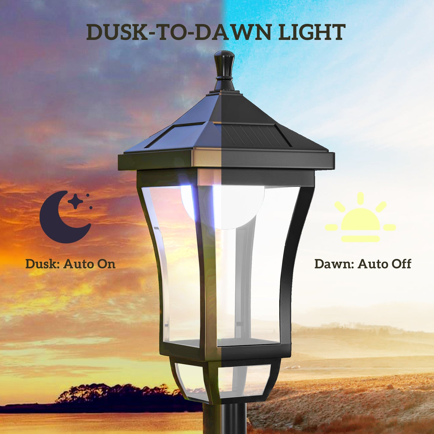Outsunny 1.3m Solar Garden Lamp Post Light LED Outdoor IP44 Waterproof For Patio Pathway Cool White