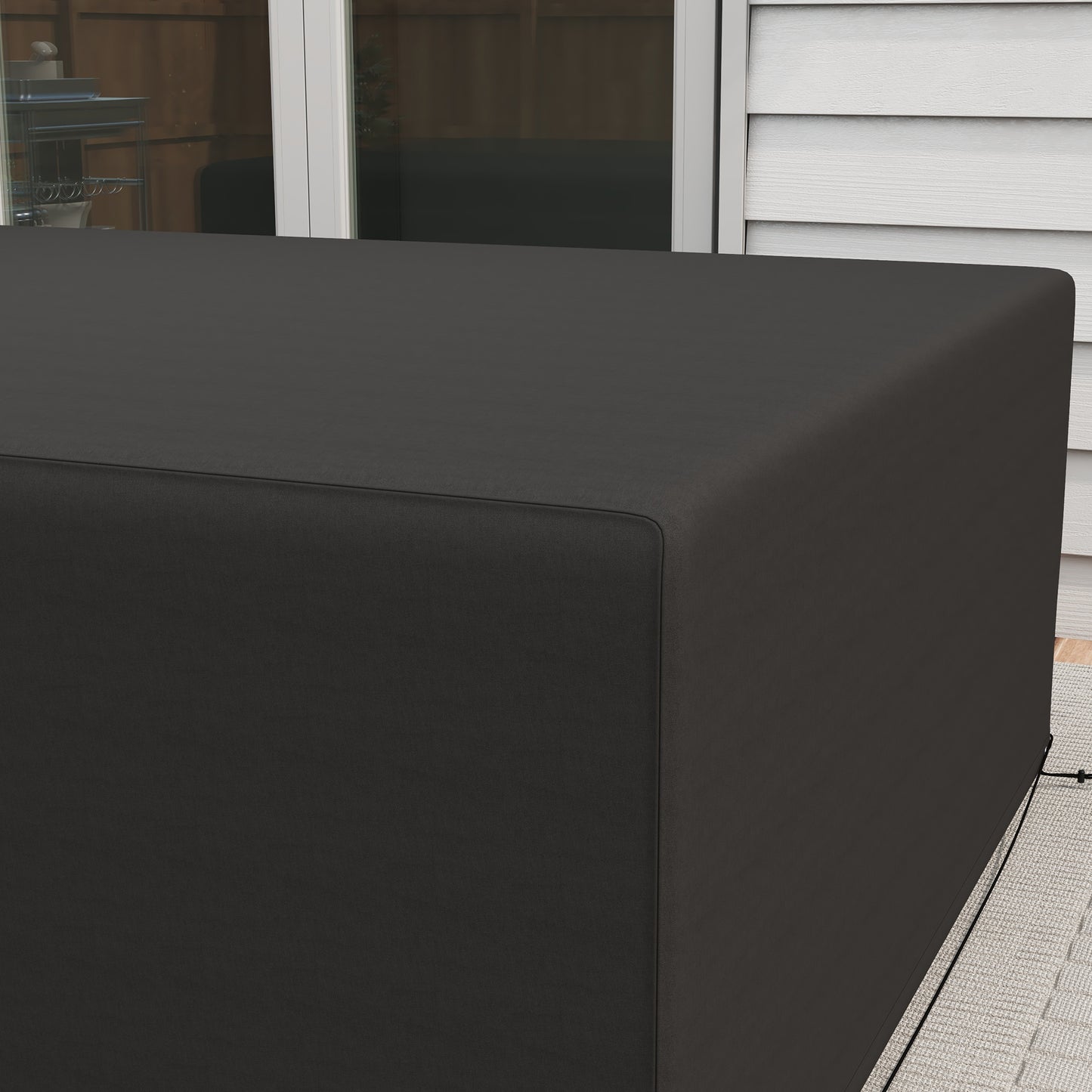Outsunny Furniture Cover Waterproof Anti UV 600D Heavy Duty Oxford Fabric Rectangular Sofa Table Black 245x165x66 cm