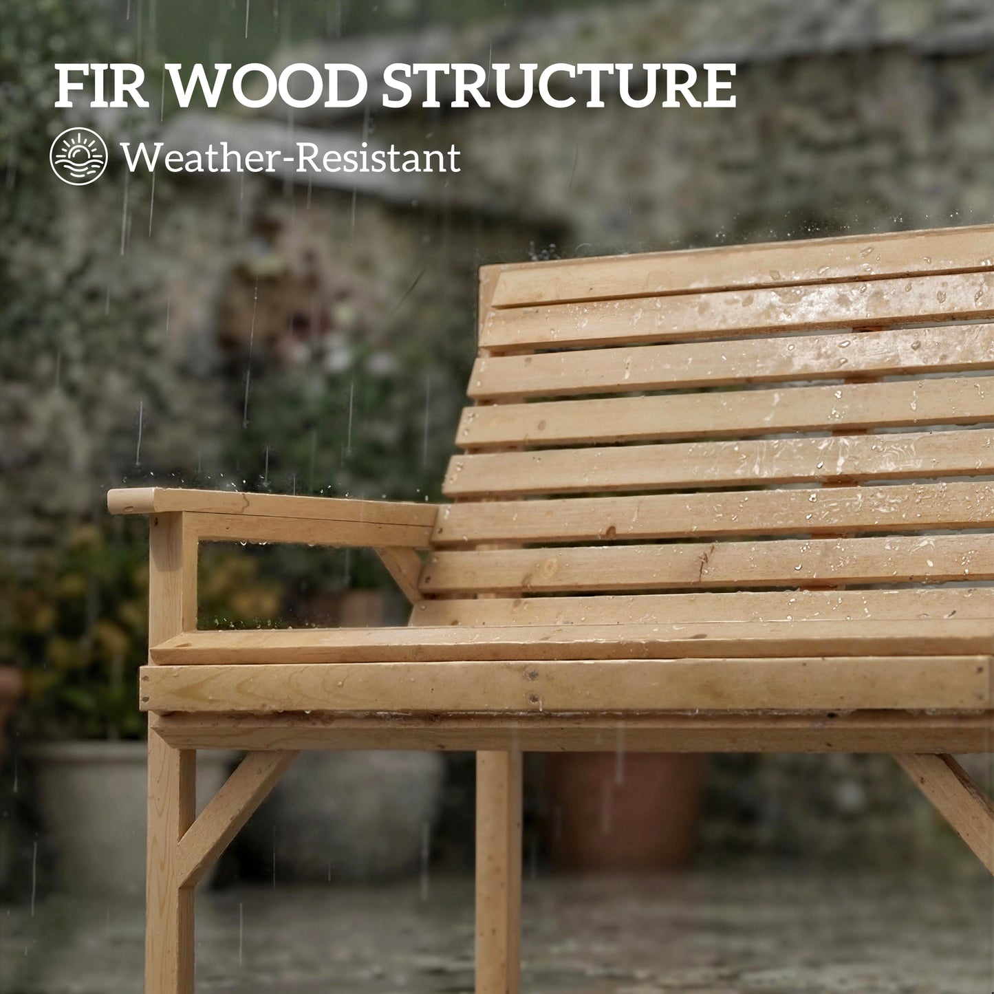 Outsunny 2 Seater Slatted Wooden Garden Bench With Armrests And Backrest For Outdoor Patio Balcony Indoor Use