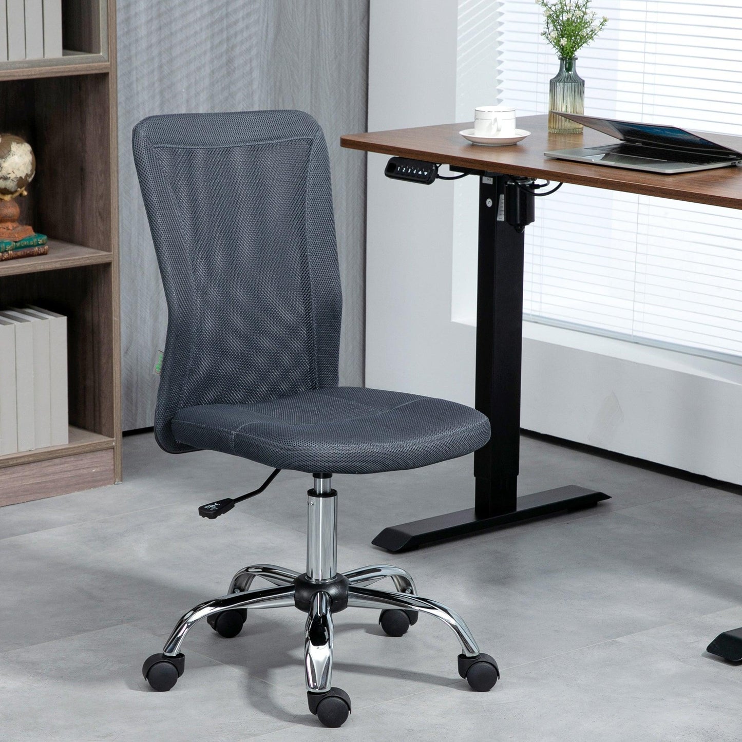 Vinsetto Dark Grey Mesh Office Chair, Adjustable Height, Swivel Wheels - ALL4U RETAILER LTD