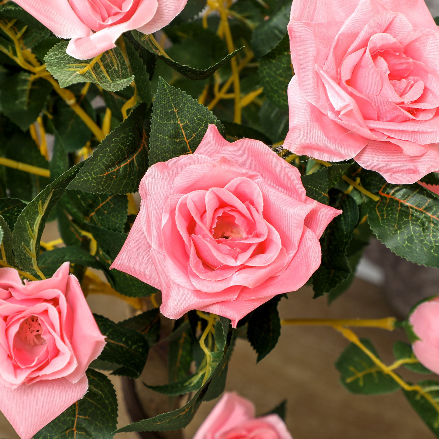 Outsunny Set Of 2 Artificial Pink Rose Plants In Pots 90cm Tall For Home Indoor Decor