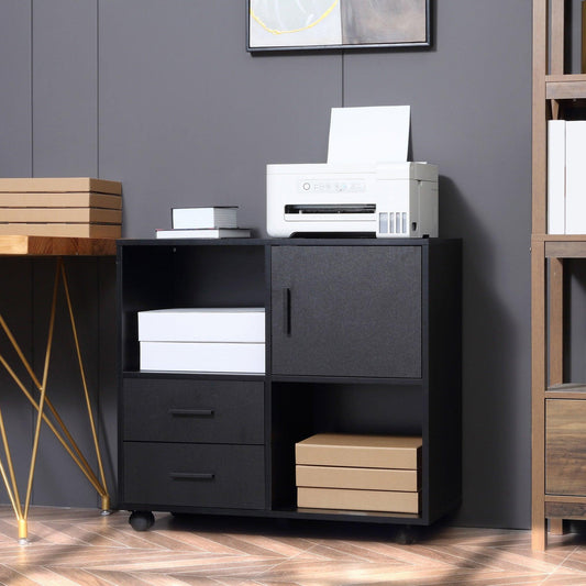 Vinsetto Black Printer Stand with Wheels & Storage - ALL4U RETAILER LTD