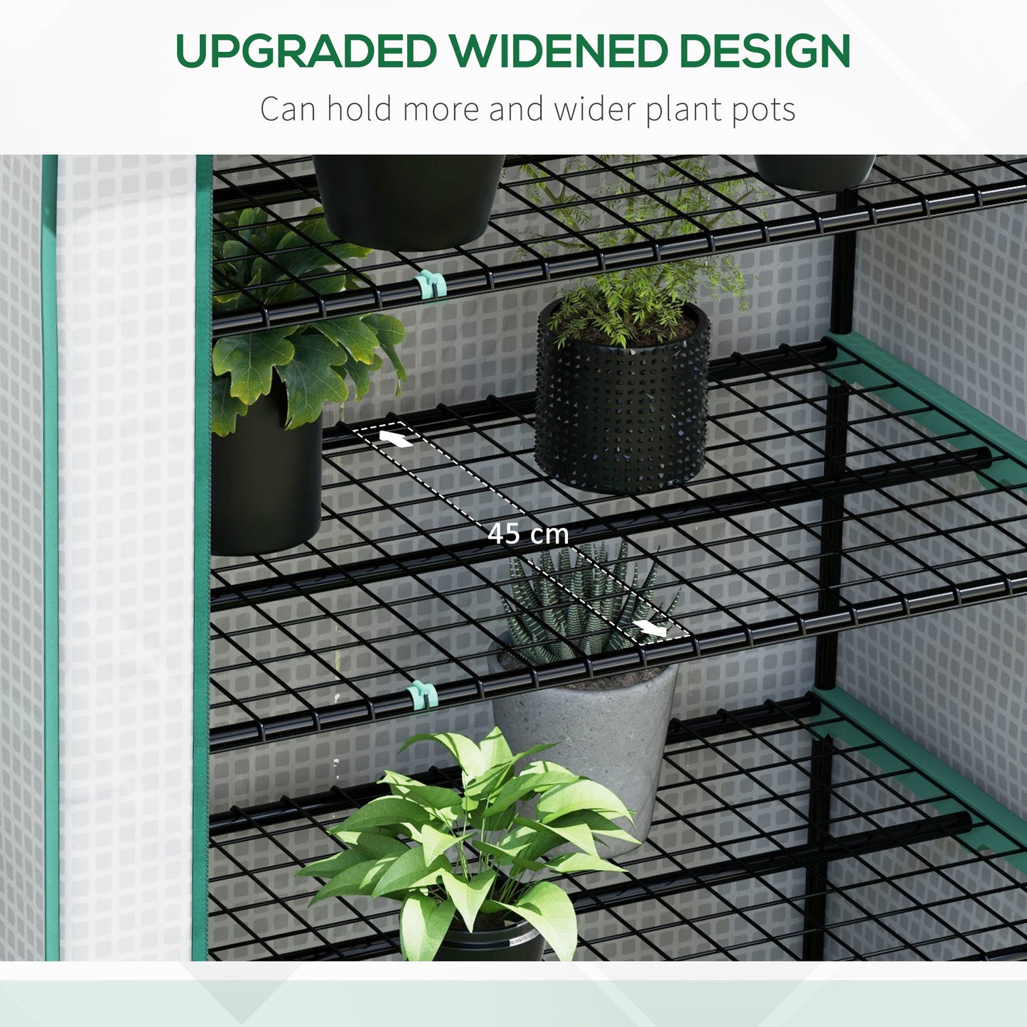 Outsunny 5 Tier Widened Mini Greenhouse w/ Reinforced PE Cover, Portable Green House w/ Roll-up Door & Wire Shelves, 193H x 90W x 49Dcm, White - ALL4U RETAILER LTD