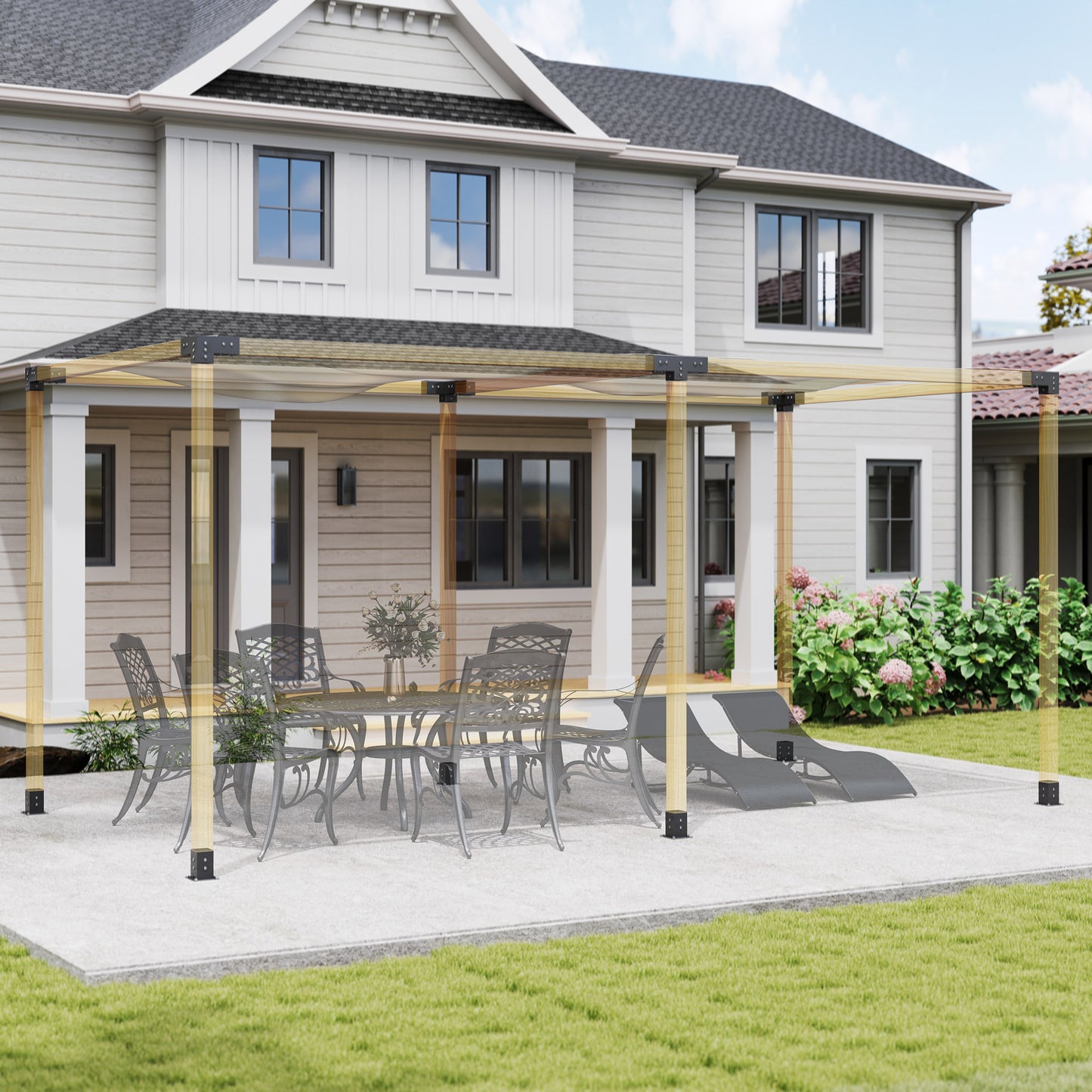 Outsunny 12 Pieces Pergola Kit Brackets 3 Way 4 Way Corner Brackets For 9.6 By 9.6 cm Lumber