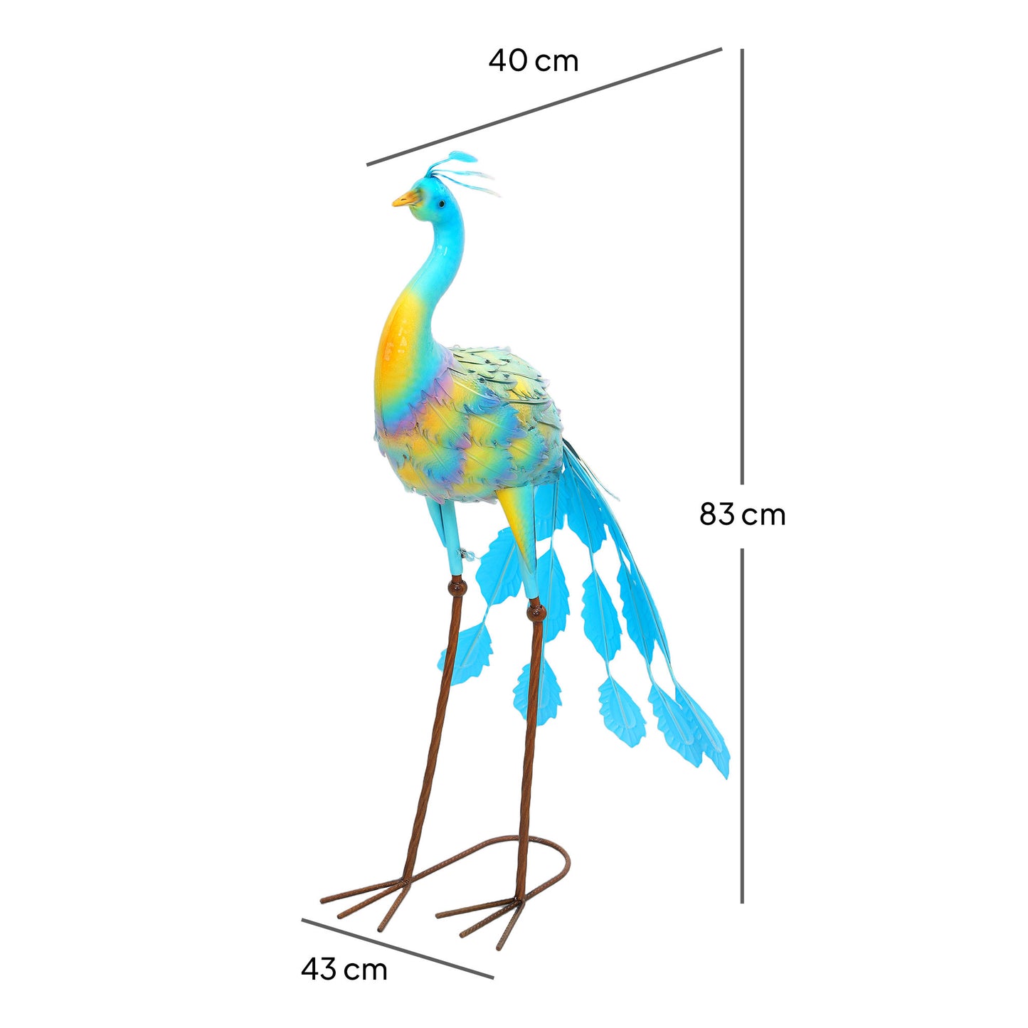 Outsunny Peacock Garden Statue Metal Ornament With Stakes For Patio Pond Landscape Outdoor Decor Multi Colour