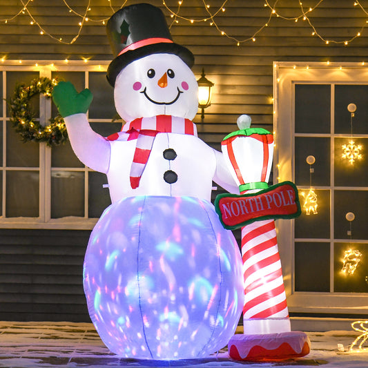 HOMCOM Giant 7.8ft Inflatable Christmas Snowman with Street Lamp - Light-Up Holiday Decoration for Indoor and Outdoor Use - ALL4U RETAILER LTD