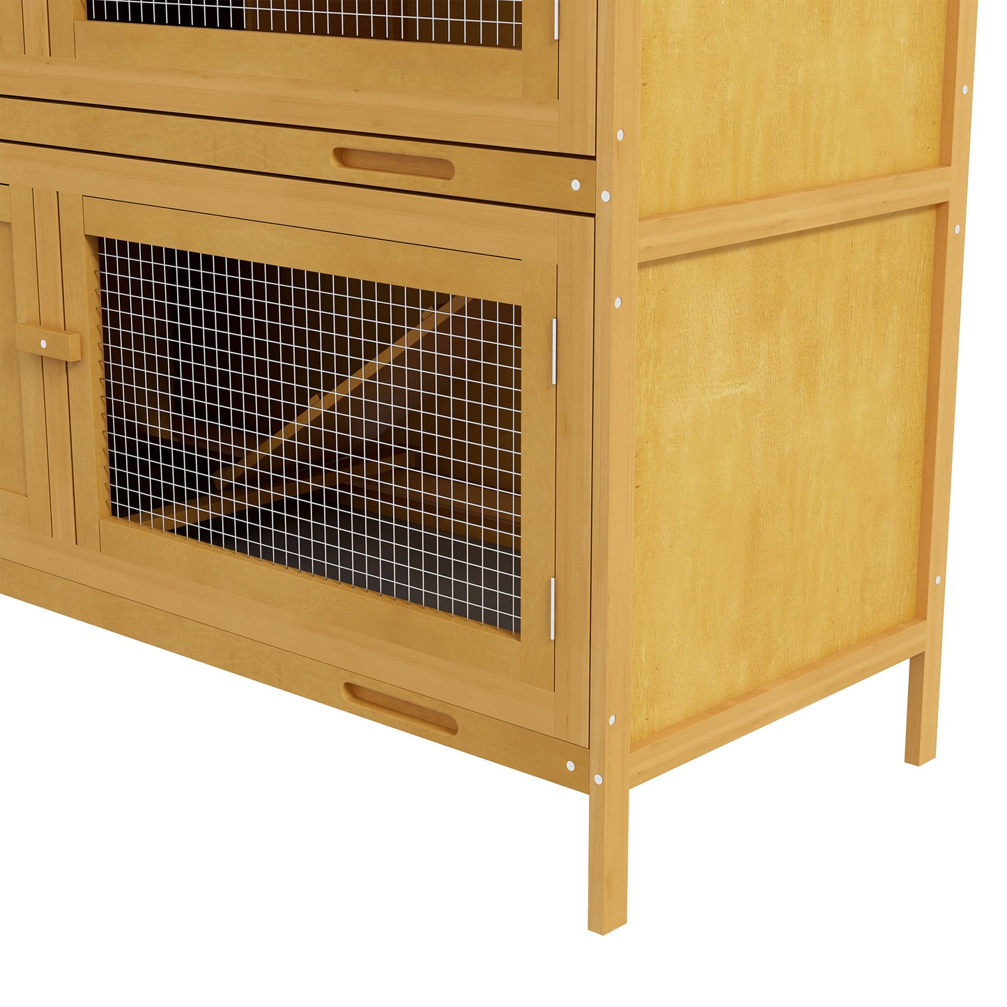 PawHut Double Level Rabbit Home with Removable Cleaning Trays - Brown - ALL4U RETAILER LTD