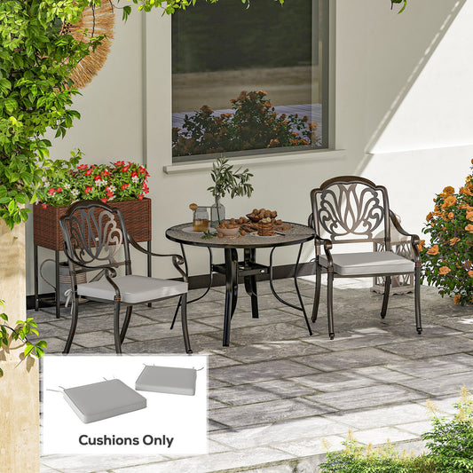 Outsunny Set Of Two 45x45cm Garden Seat Cushions Light Grey For Outdoor Chairs Benches And Patio