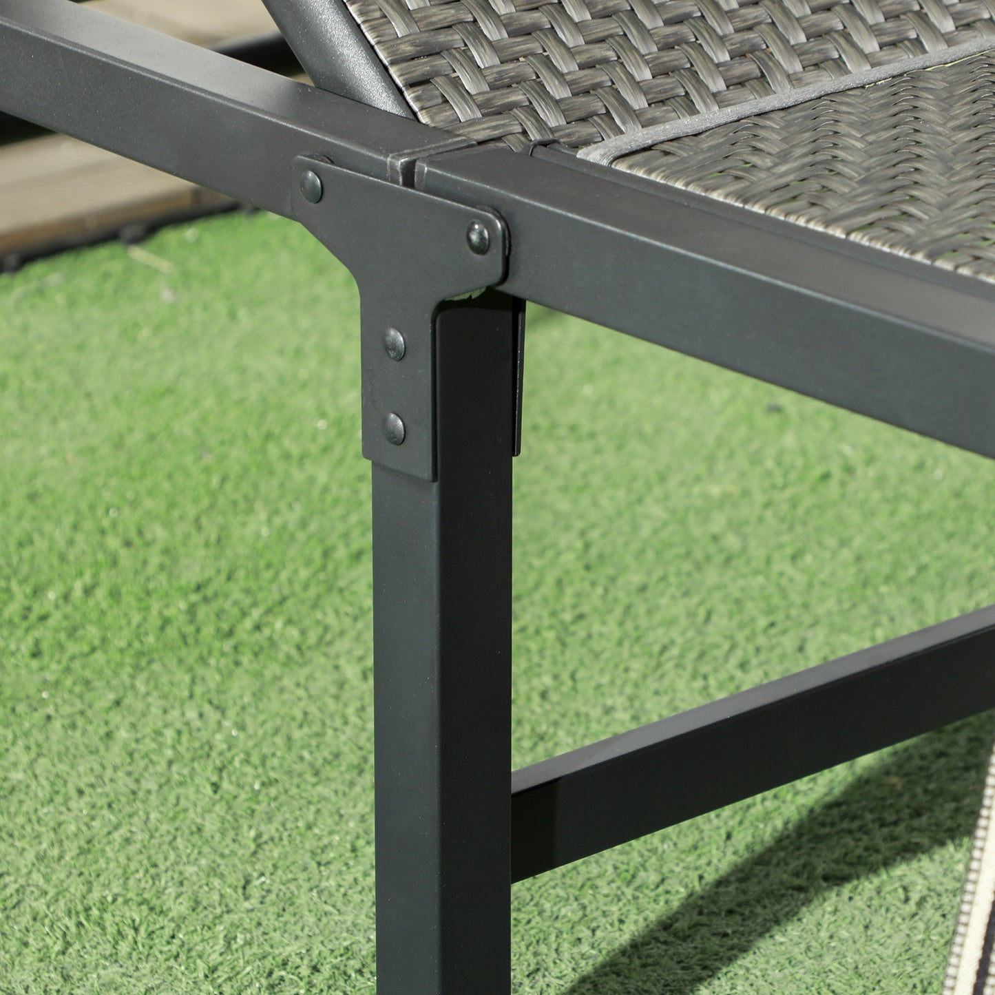Outsunny Foldable Outdoor PE Rattan Sun Lounger Set Of 2 With Five Level Adjustable Backrest Grey