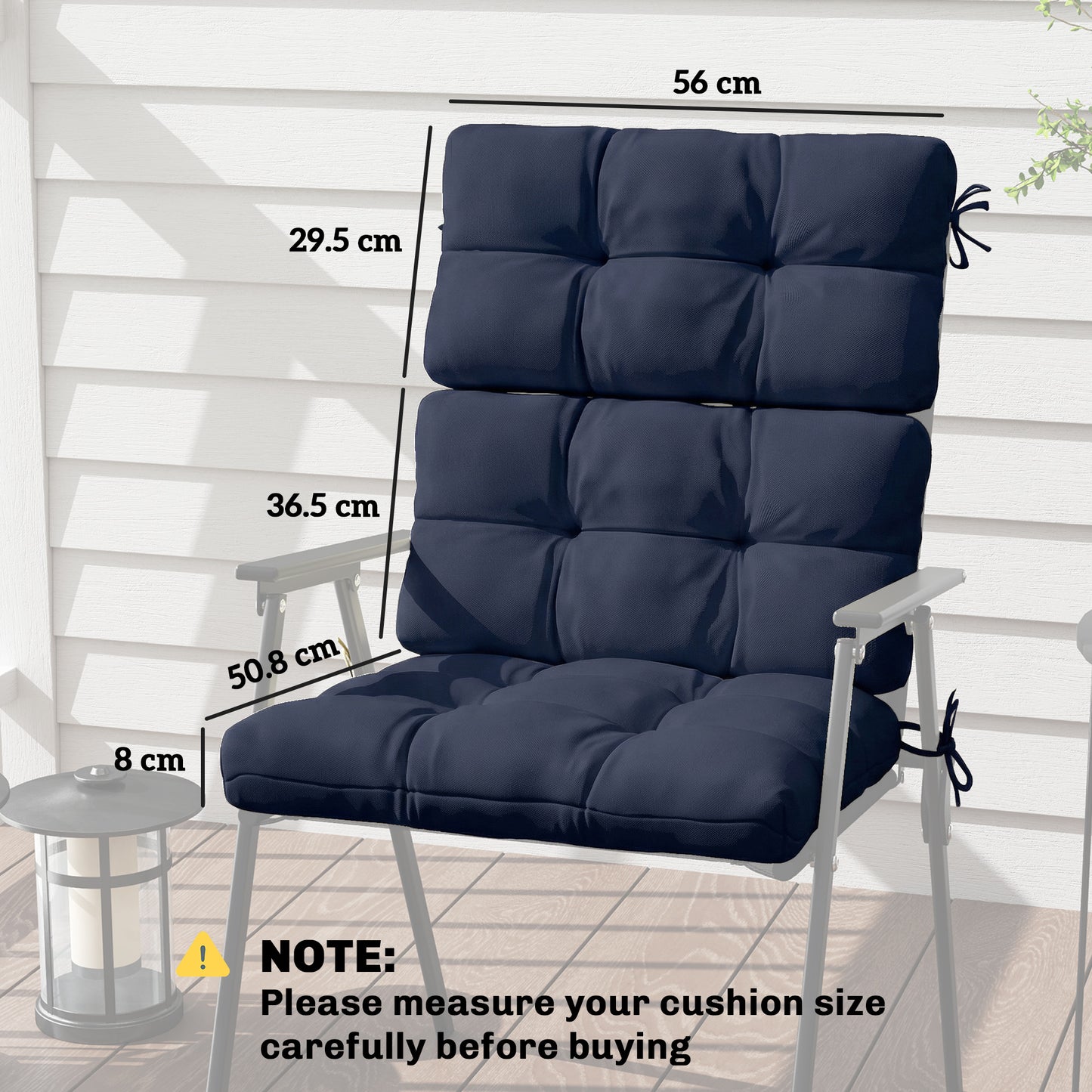 Outsunny Two Piece Seat Cushion Replacement With Backrest Garden Patio Chair Cushions Set With Ties Dark Blue