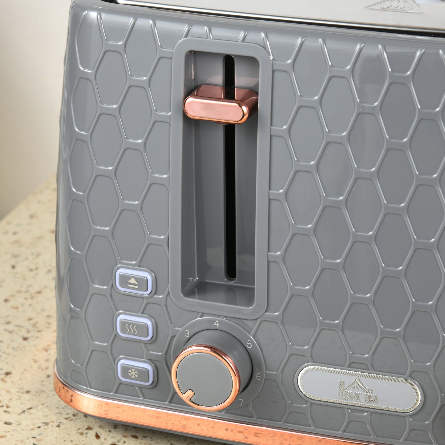 HOMCOM Four Slice Honeycomb Toaster With Seven Toasting Levels And Even Browning In Grey