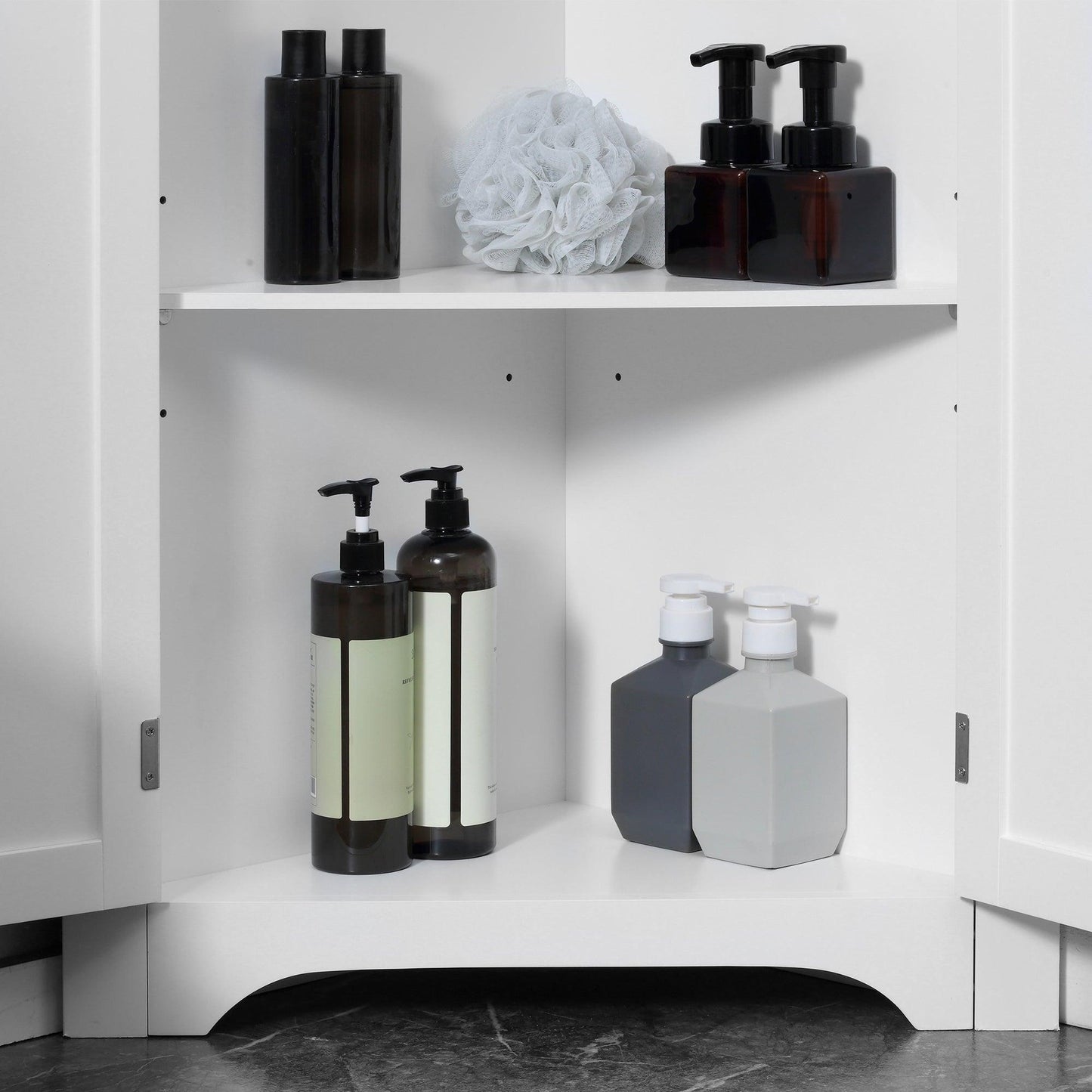 Kleankin Corner Bathroom Cabinet, Adjustable Shelf, Free Standing, White - ALL4U RETAILER LTD