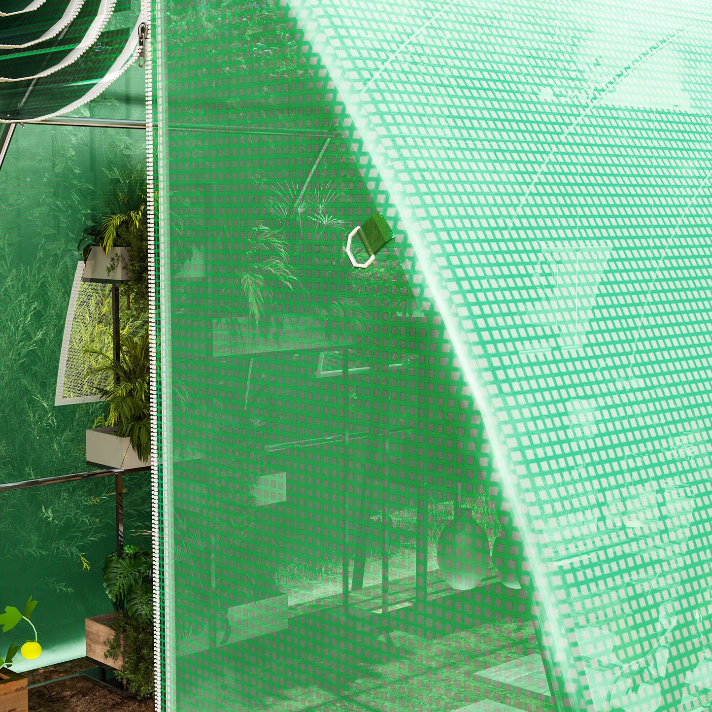 Outsunny 4 X 3 X 2m Polytunnel Greenhouse Replacement Cover Only PE Mesh With Roll Up Windows And Door