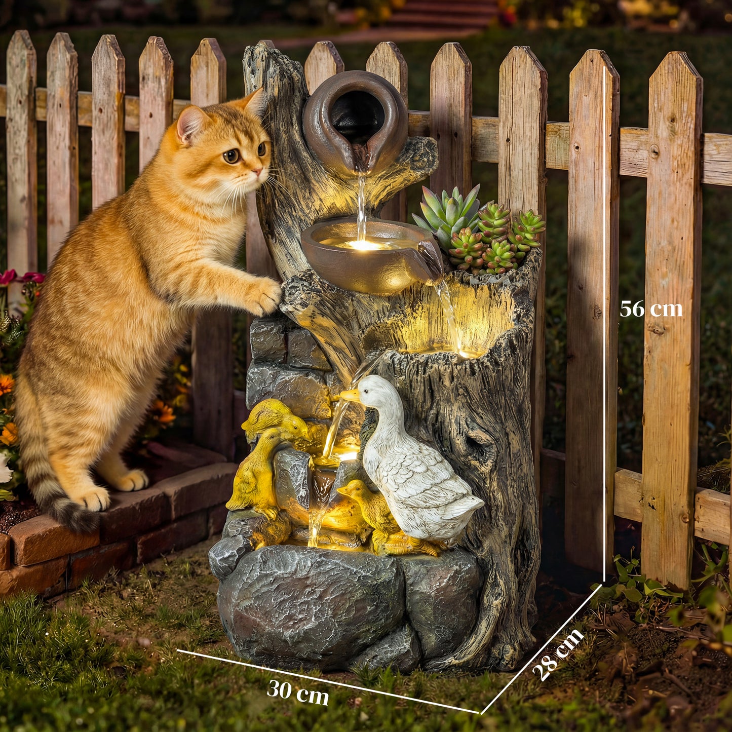 Outsunny 5 Tier Outdoor Waterfall Fountain Freestanding Self Contained Cascading Water Feature Garden Landscape