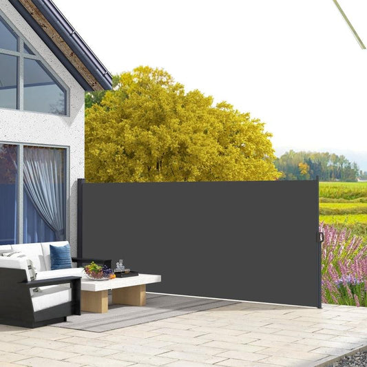 Outsunny Retractable Side Awning - Outdoor Privacy Screen for Garden, Hot Tub, Balcony, Terrace, Pool - 400x160cm - Black. Enhance Your Outdoor Space with Privacy and Style. - ALL4U RETAILER LTD