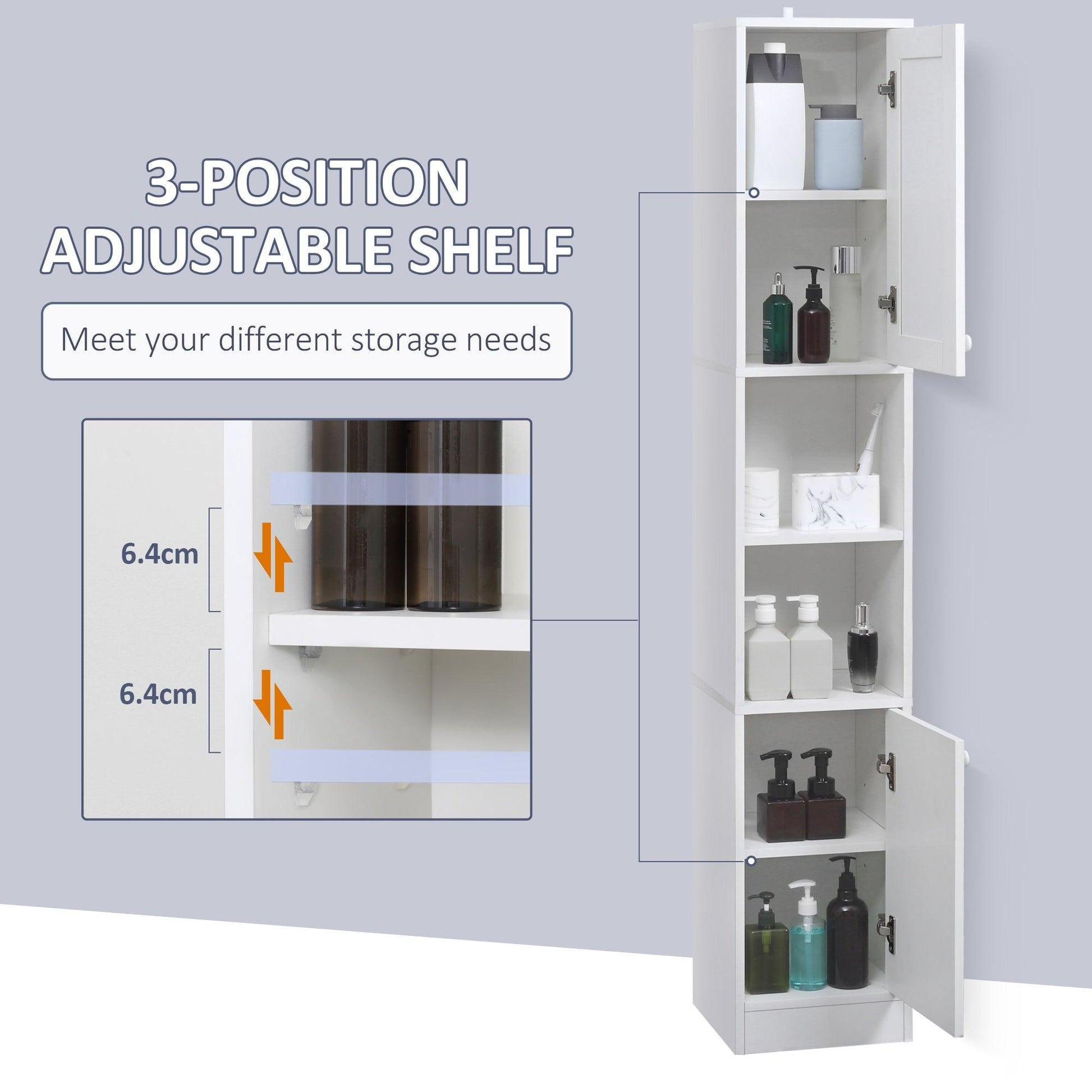 Kleankin Tall Bathroom Storage Cabinet - Freestanding Floor Cabinet - ALL4U RETAILER LTD