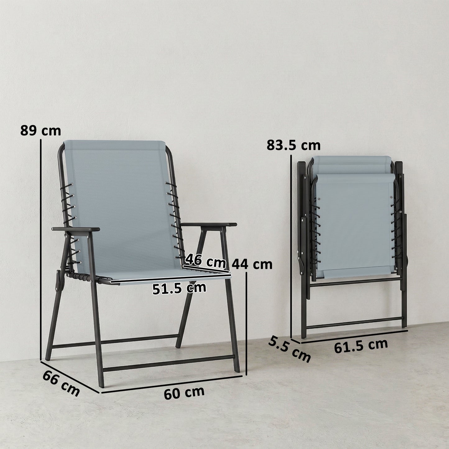 Outsunny Folding Garden Chairs Set Of 4 Outdoor Dining Chairs With Wide Texteline Seat And High Back Light Grey
