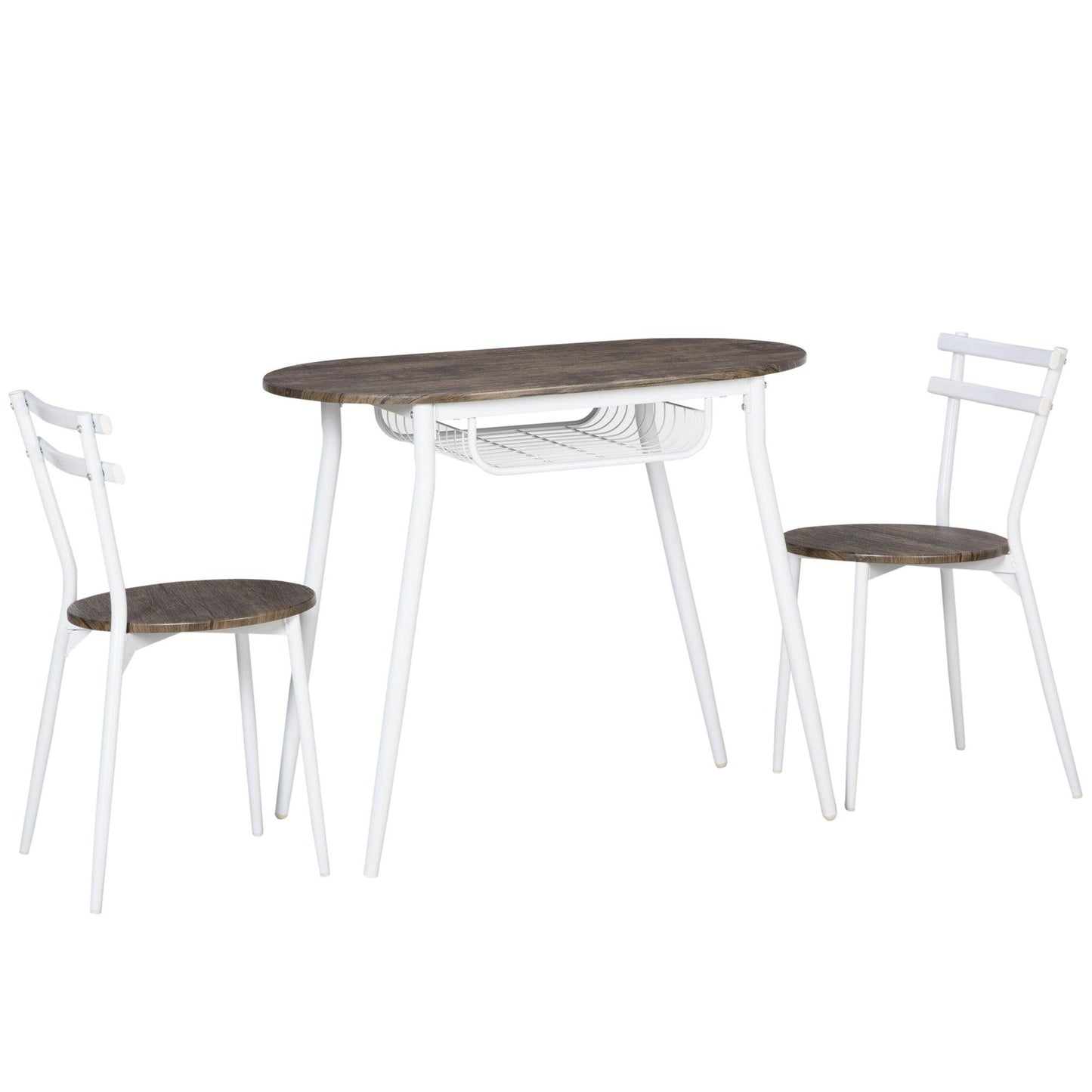 HOMCOM Dining Table and Chairs Set of 3, Oval Kitchen Table with 2 Chairs - ALL4U RETAILER LTD