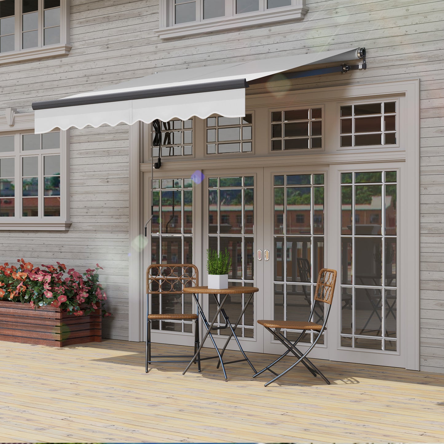 Outsunny 2.5 x 2m Electric Awning With Remote Controller Aluminium Frame Retractable Sun Shade Canopy For Garden