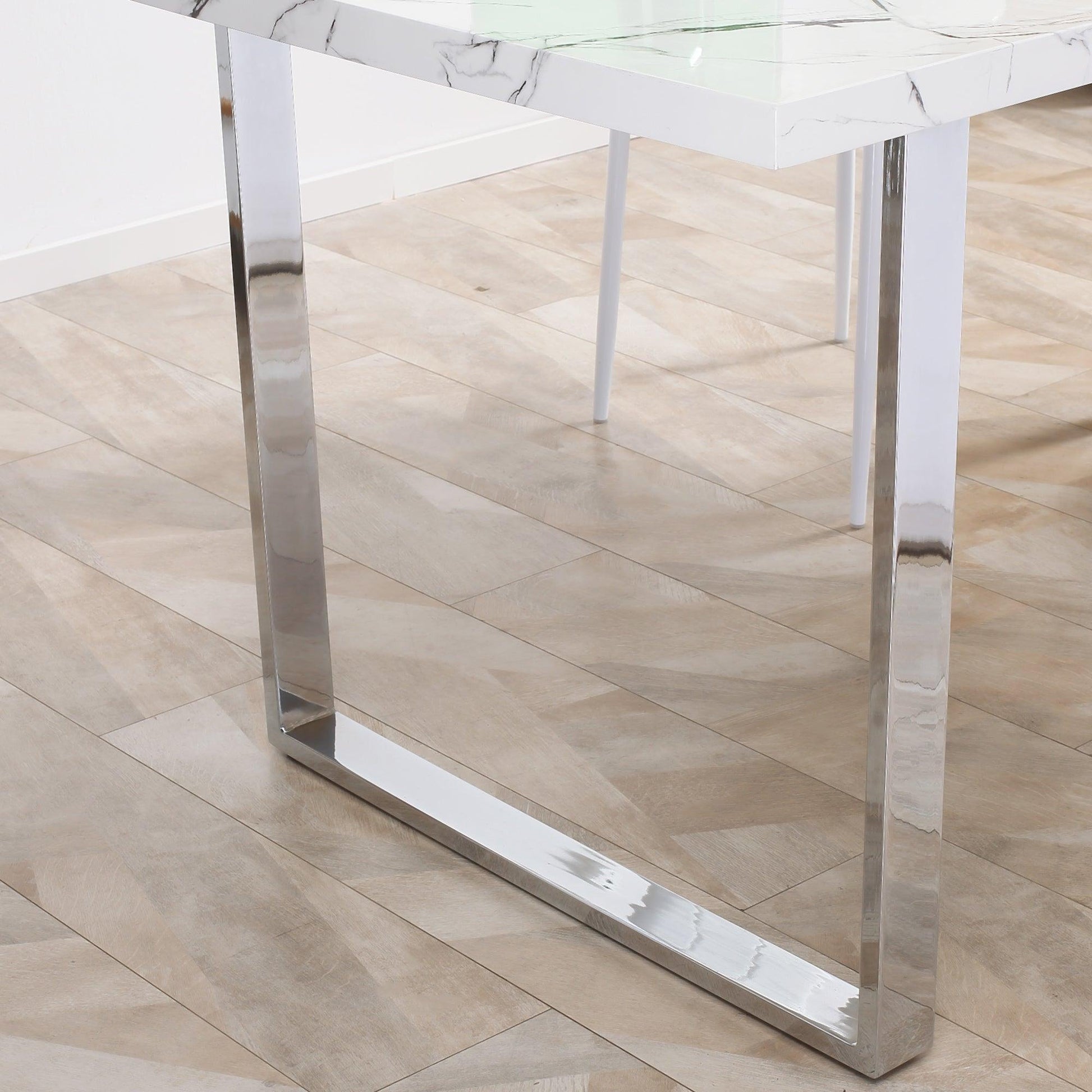 HOMCOM Rectangular Marble Dining Table for 6-8 People, 155cm, White - ALL4U RETAILER LTD