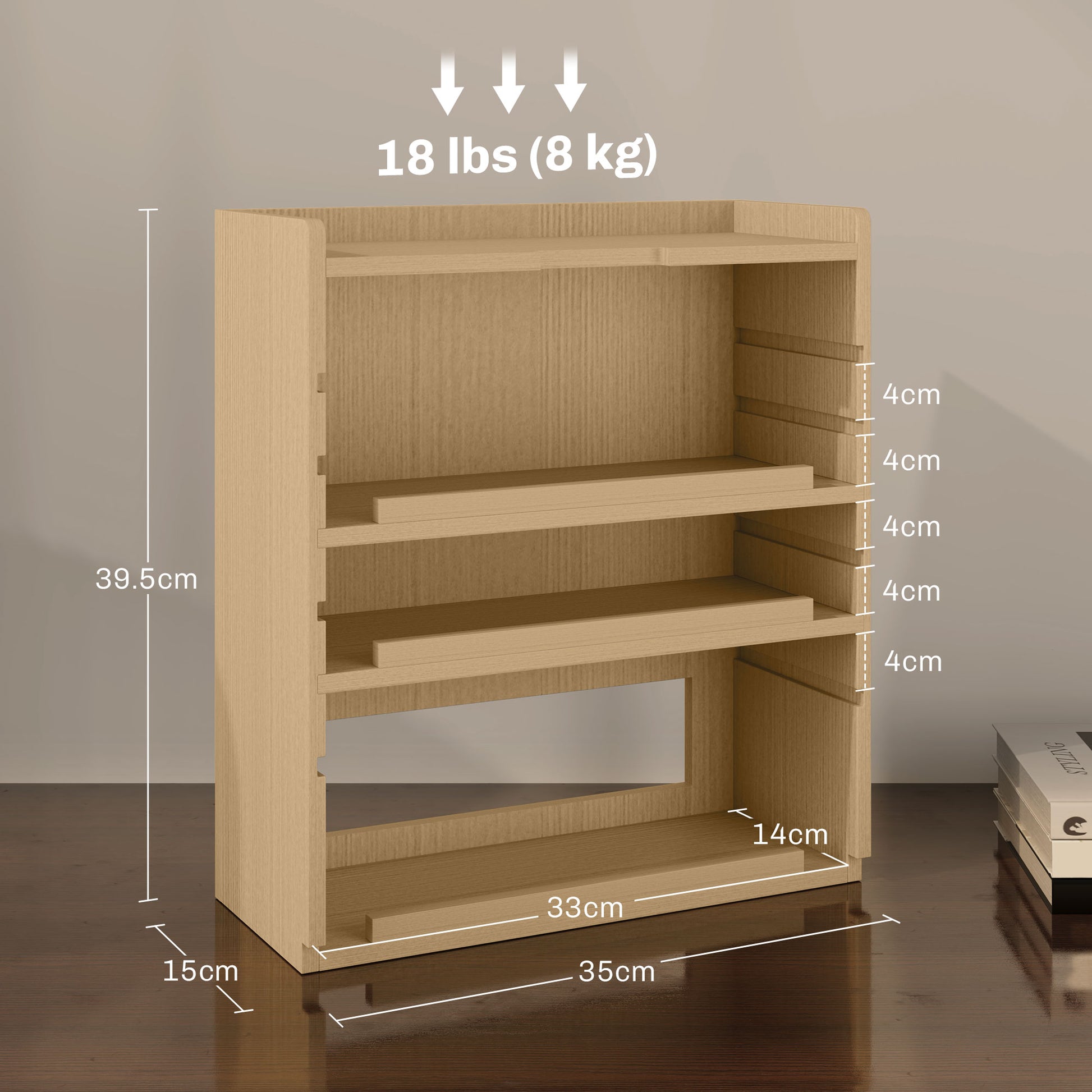 HOMCOM Adjustable Oak Tone Desktop Storage Organizer with Cable Management - ALL4U RETAILER LTD