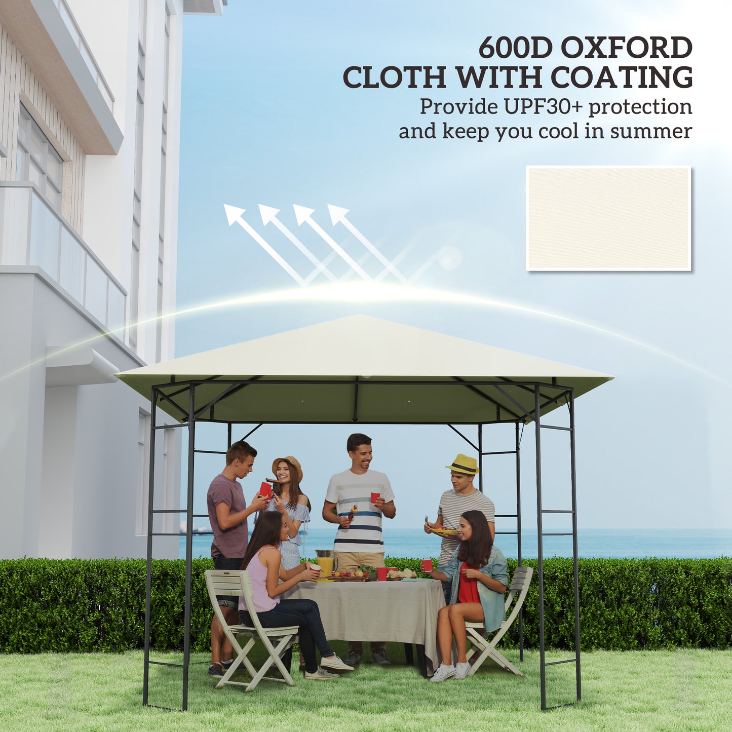 Outsunny 3x3m Gazebo Replacement Canopy Top For 01-0867 Cream With PA Coated Polyester UPF30