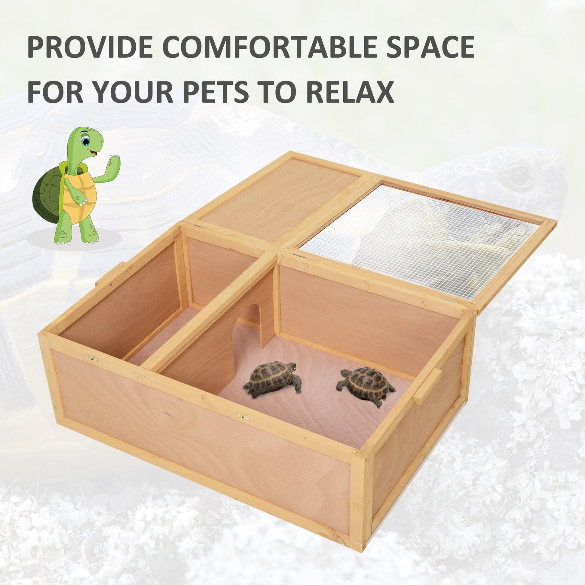 PawHut Tortoise House with Two-Room Design - Natural - ALL4U RETAILER LTD