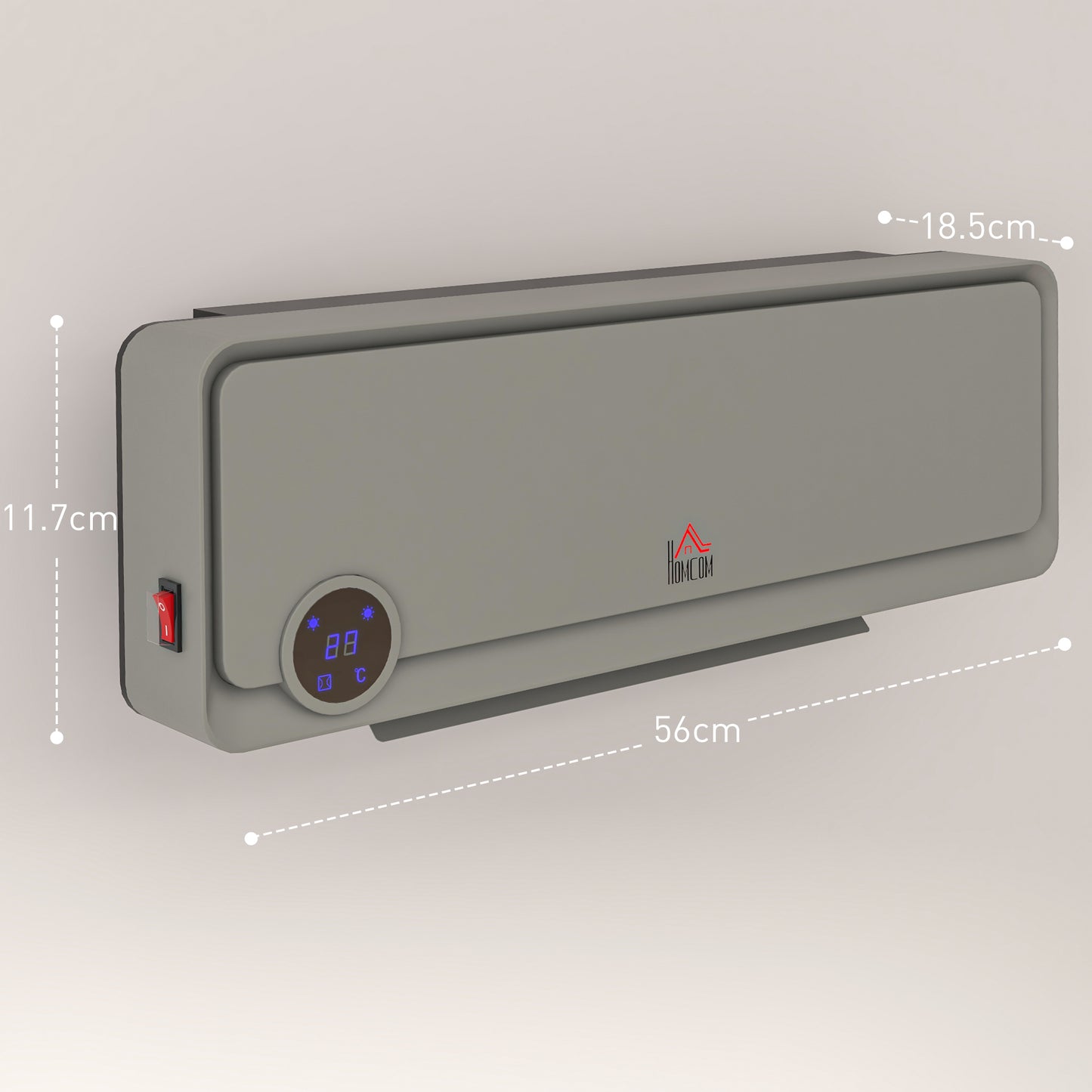 HOMCOM Wall Downflow Heater With Timer Remote Oscillating 1000W 2000W Electric Space Heater Grey
