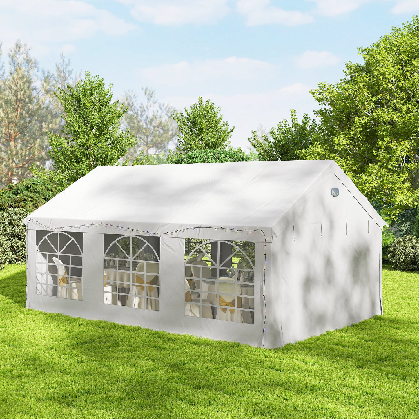 Outsunny 6 x 4 m Outdoor Party Wedding Tent Heavy Duty Gazebo Canopy With Windows And 4 Removable Sidewalls