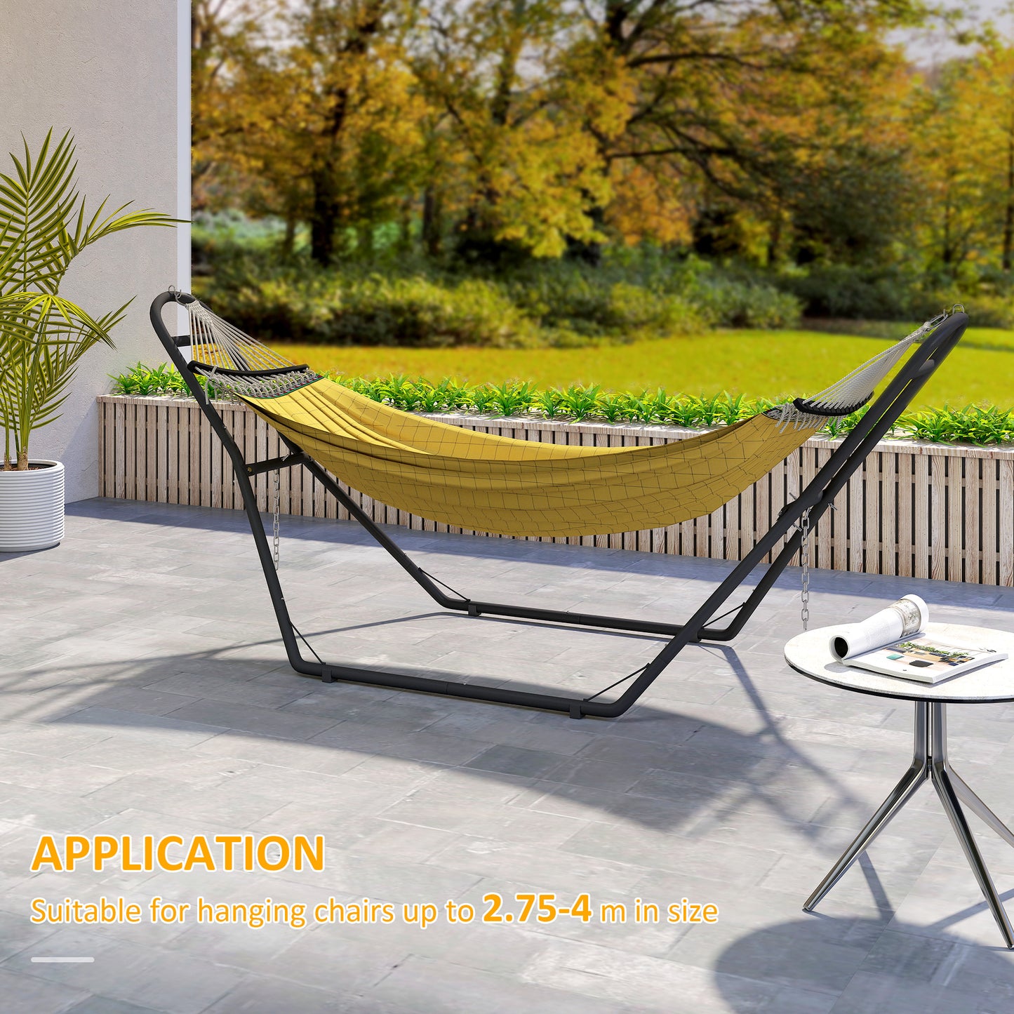 Outsunny 9ft Hammock Stand Adjustable Frame with Non Slip Feet for Indoor Outdoor 250 Kg Capacity Black