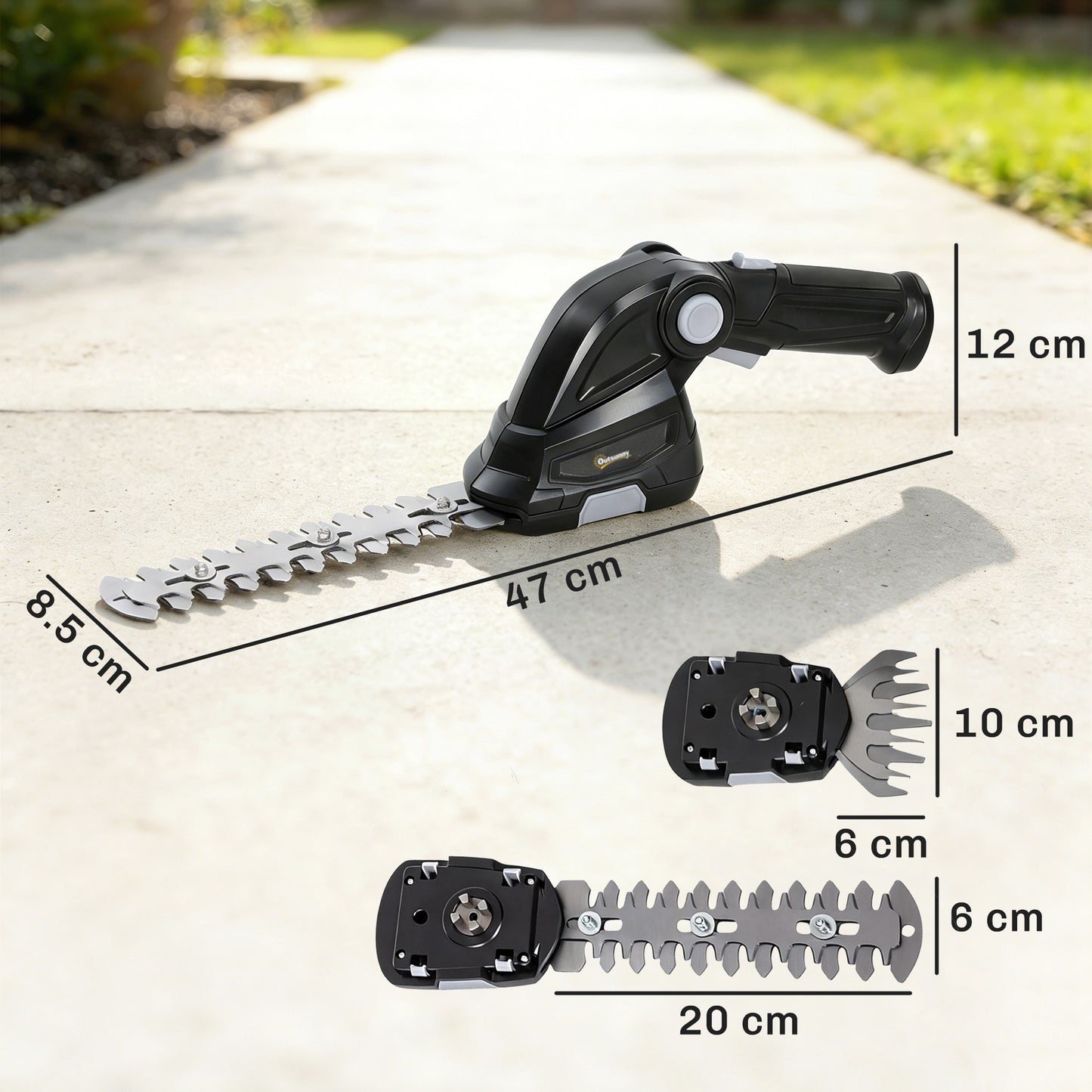 Outsunny 2 In 1 Cordless Hedge Trimmer And Grass Shear With Rechargeable 2000mAh Batteries And Two Changeable Blades