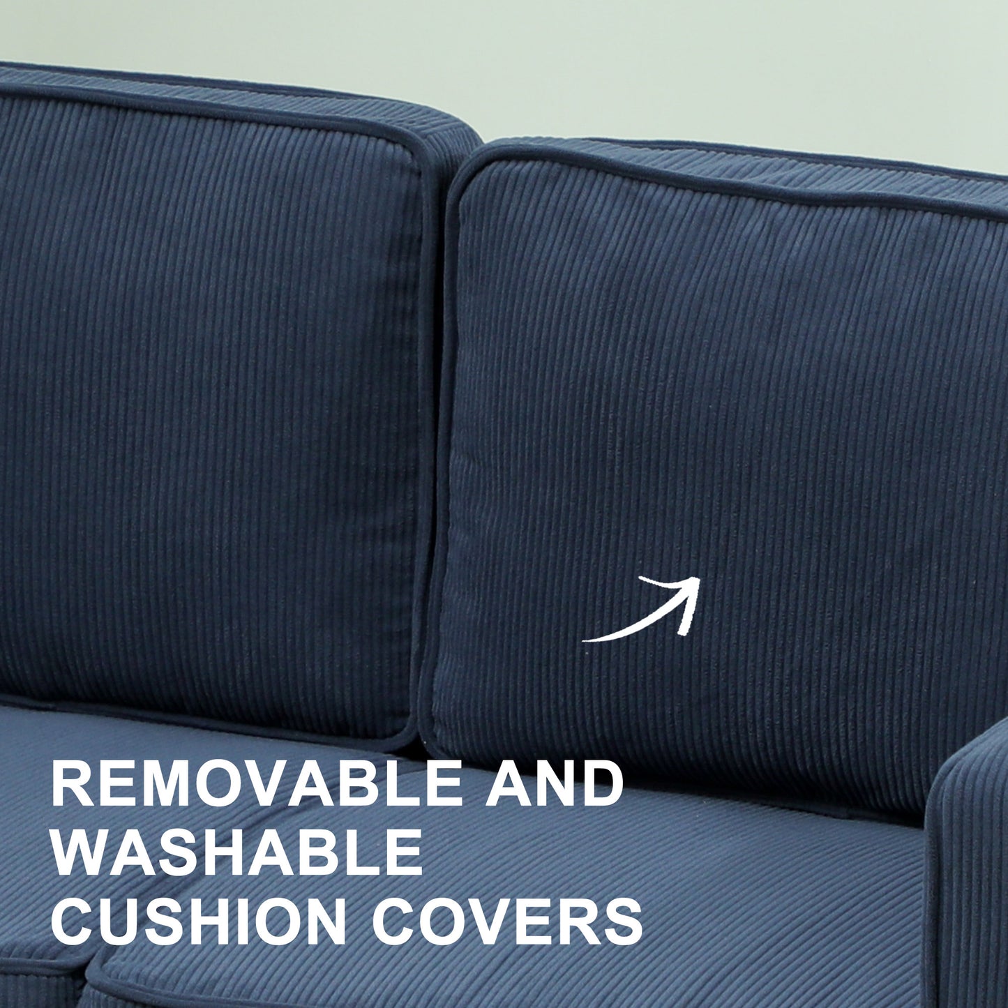 HOMCOM Small Two Seater Corduroy Sofa Blue With Lift Up Storage Compartment For Blankets