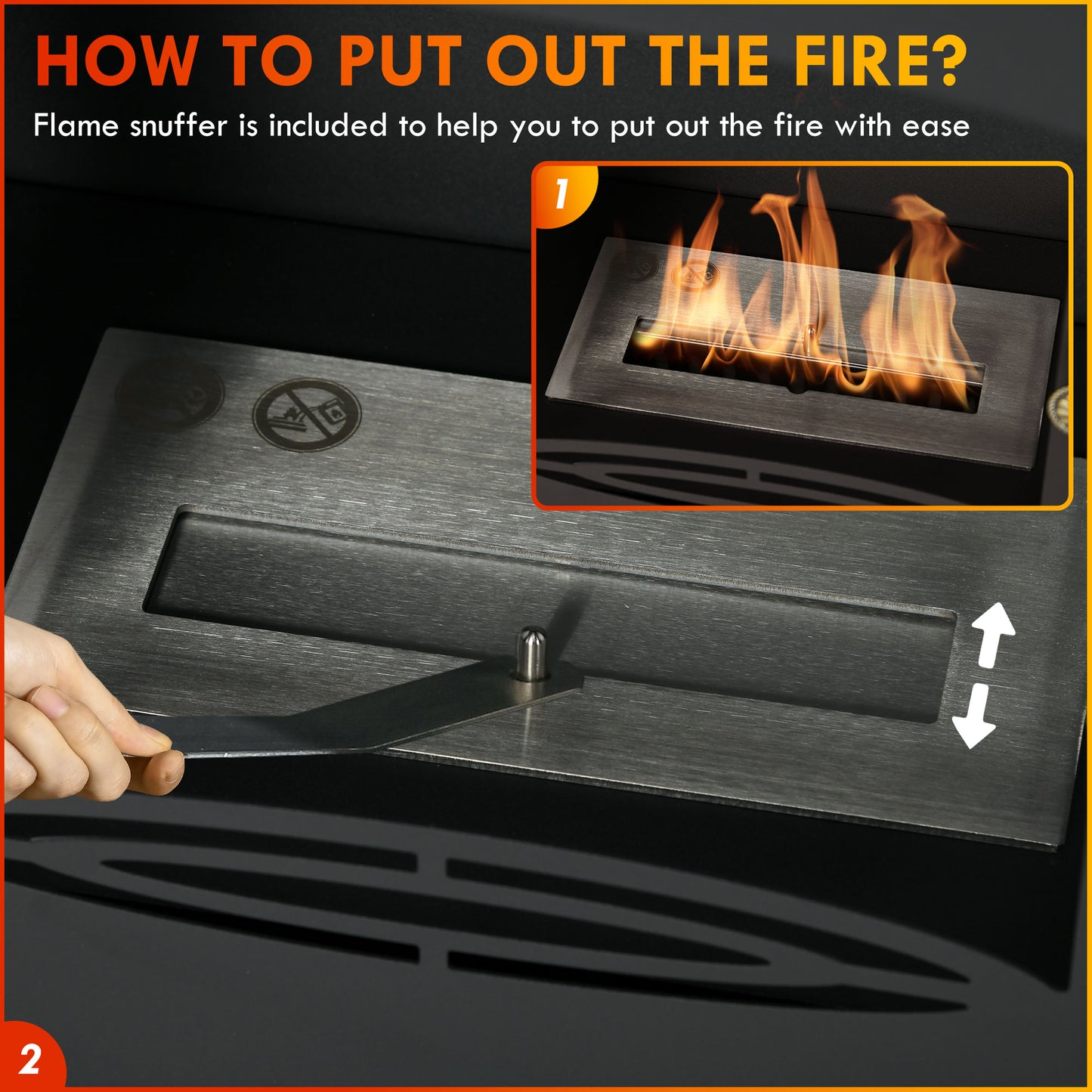HOMCOM Freestanding Ethanol Fireplace Stainless Steel Flame Snuffer 0.9 Liter Tank 3 Hour Burn Time Indoor Use Black
