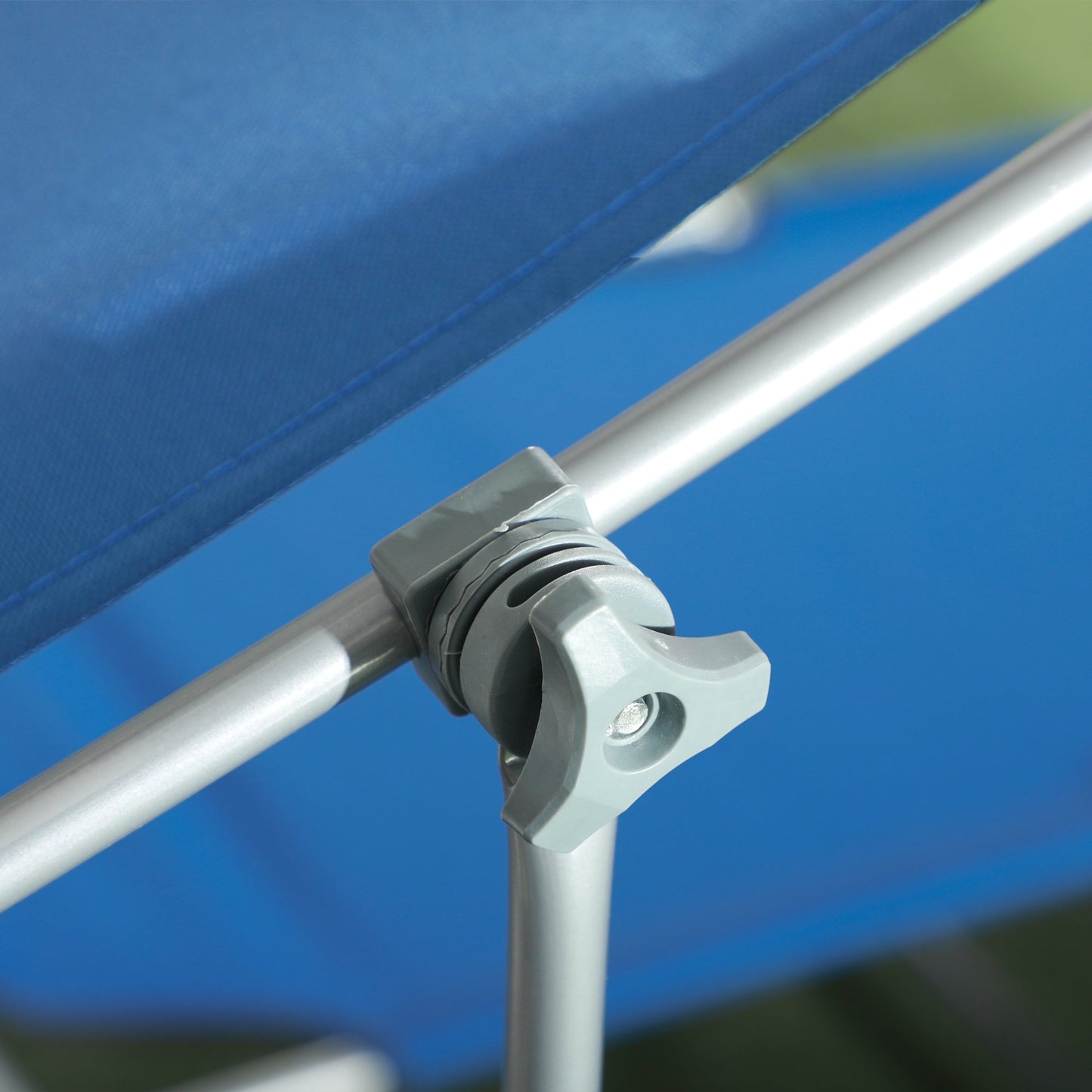Outsunny Sun Lounger With Adjustable Face Canopy In Bright Blue For Sun Shade And Outdoor Comfort