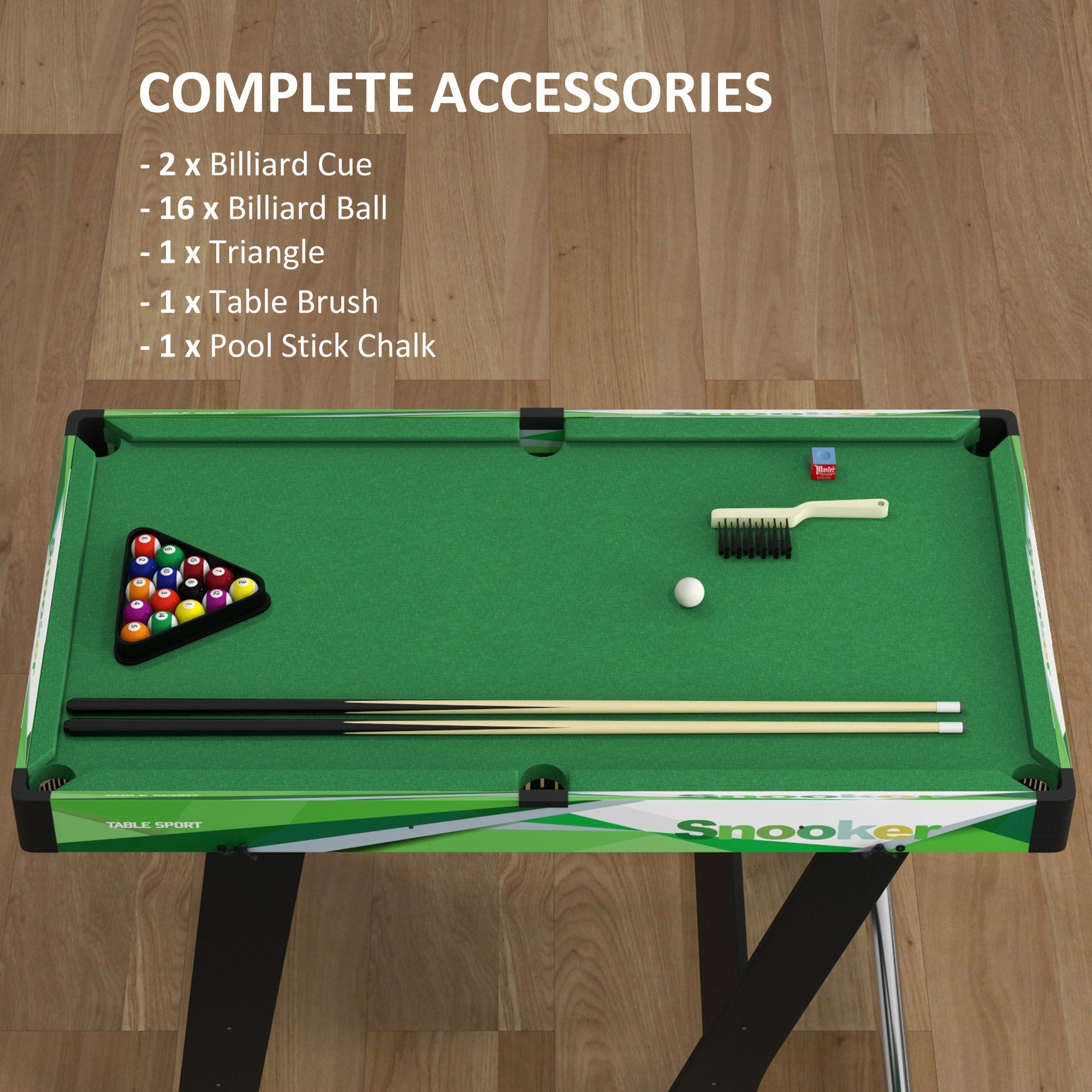 Outsunny Compact 104cm Foldable Mini Pool Table Set with Accessories - Green - ALL4U RETAILER LTD