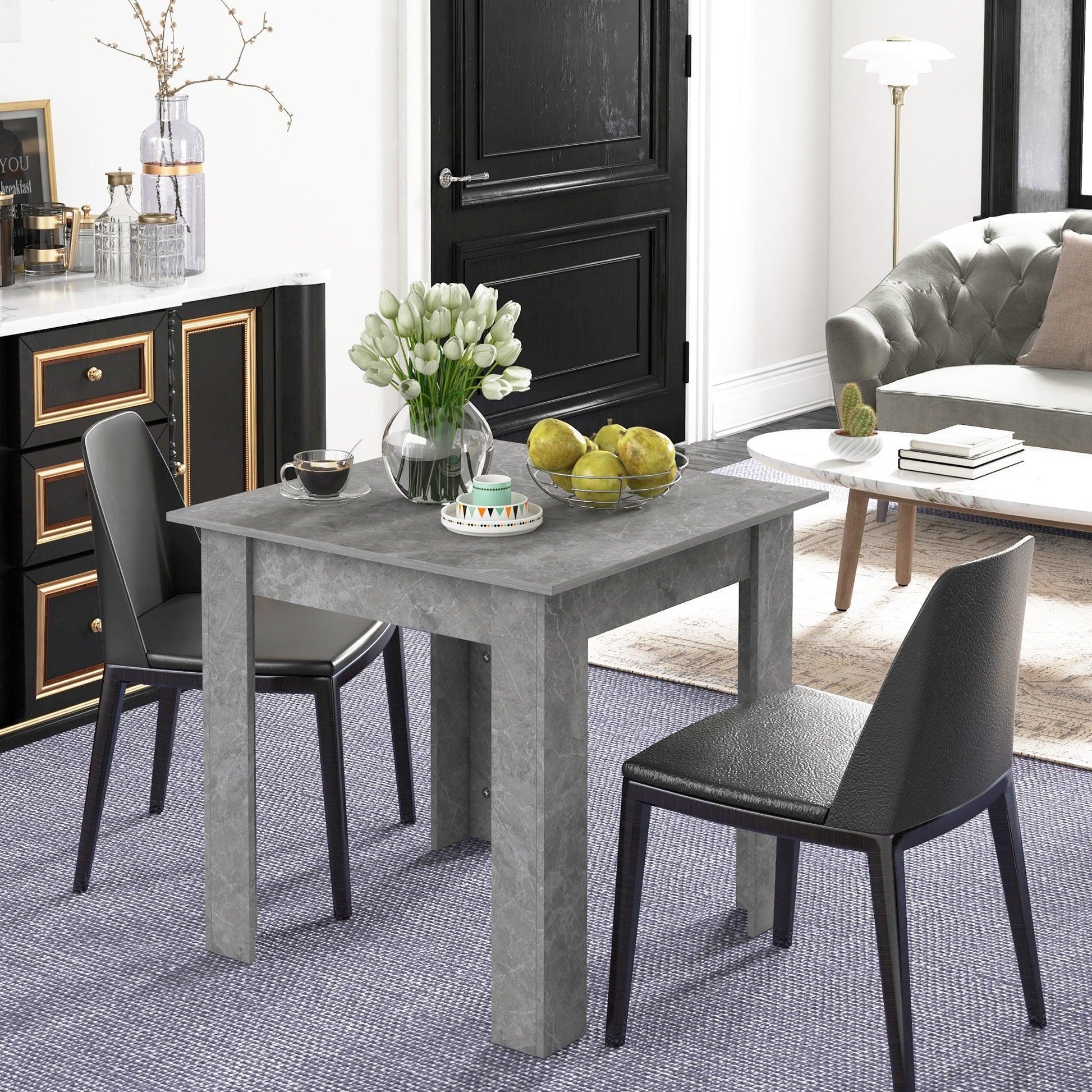 HOMCOM Square Dining Table, Modern Dining Room Table with Faux Cement Effect, Space Saving Small Dining Table - ALL4U RETAILER LTD