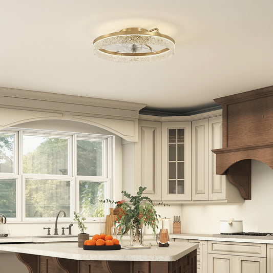 HOMCOM Ceiling Fan With Light Gold Tone Dimmable LED Remote And App Control Three Color Temperatures