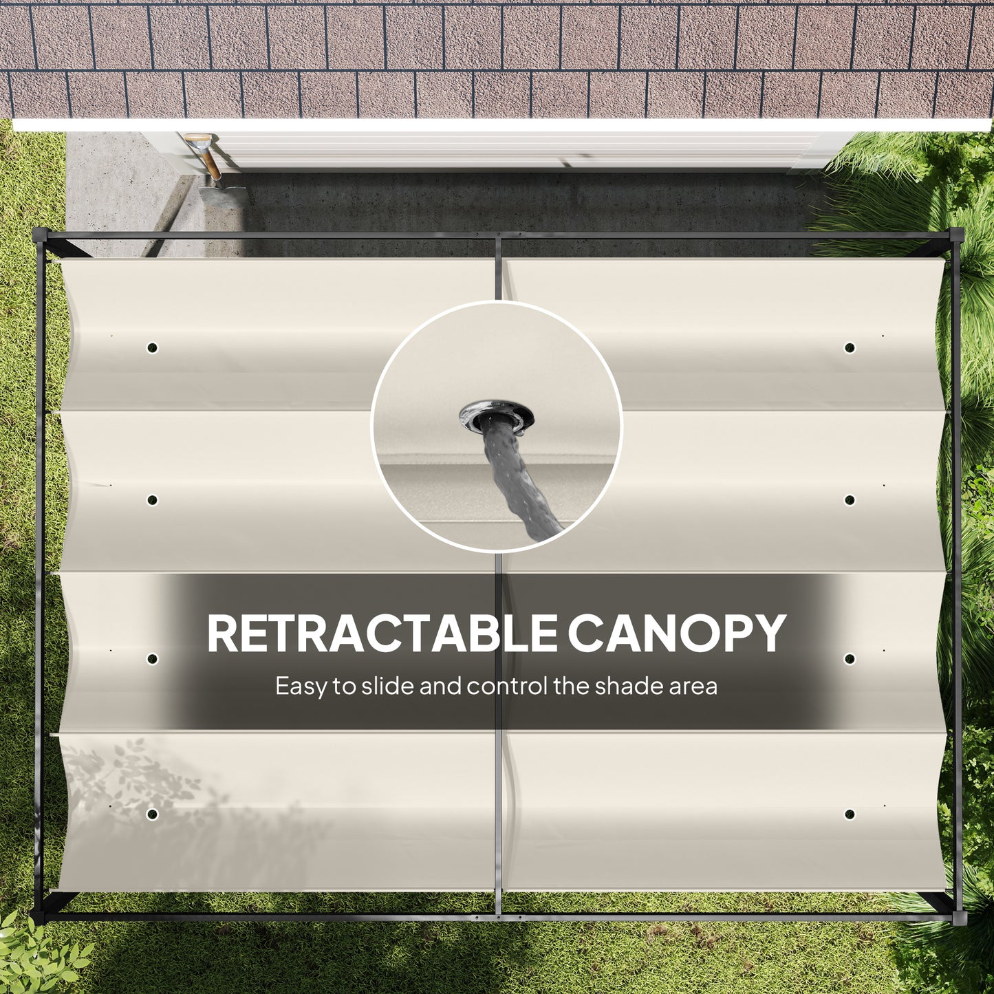 Outsunny 3x2m Metal Pergola With Retractable Roof Garden Gazebo Canopy Shelter For Outdoor Patio Cream White