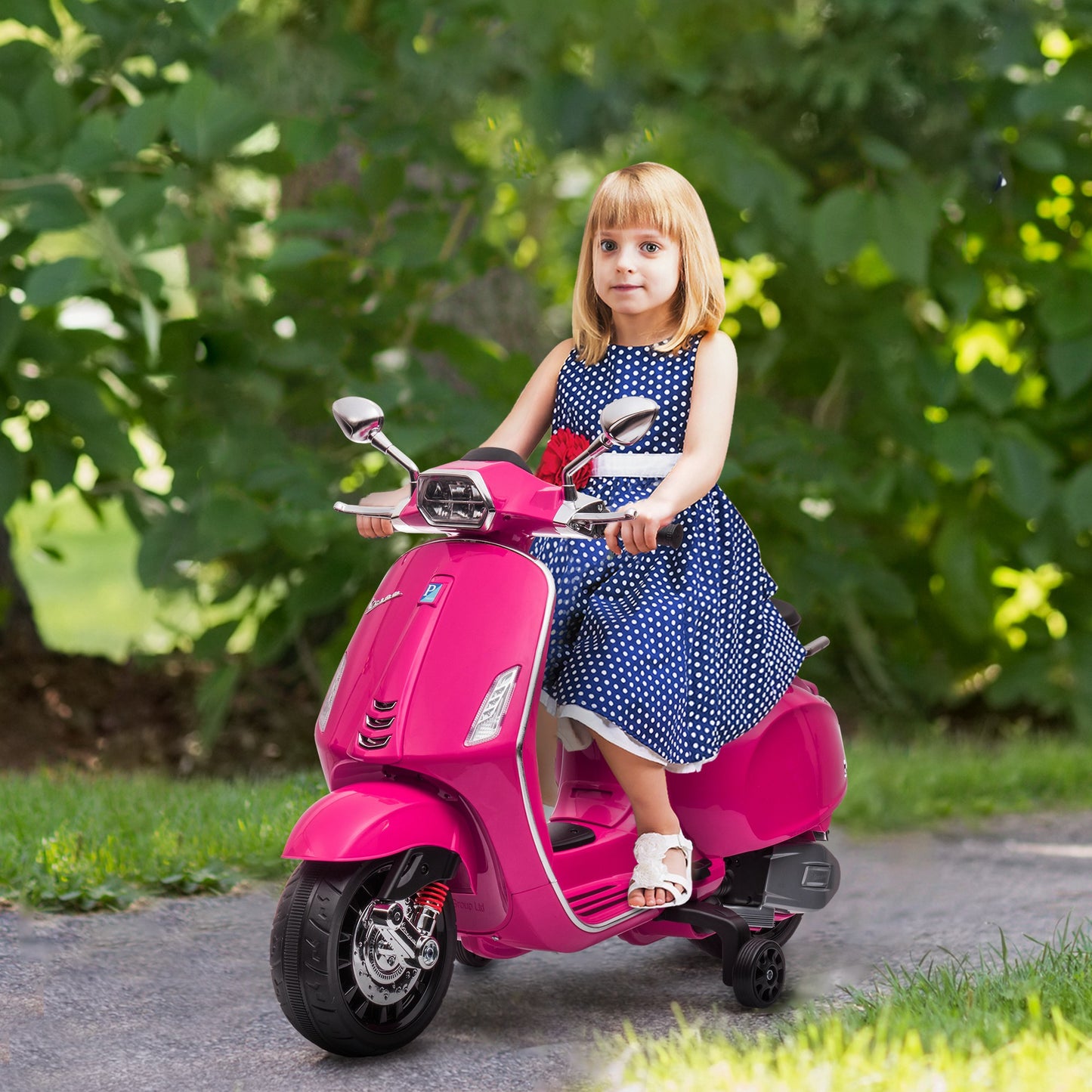 AIYAPLAY Vespa-Inspired Pink Electric Ride-On Motorbike for Kids Aged 3-6 with Music and Lights - ALL4U RETAILER LTD