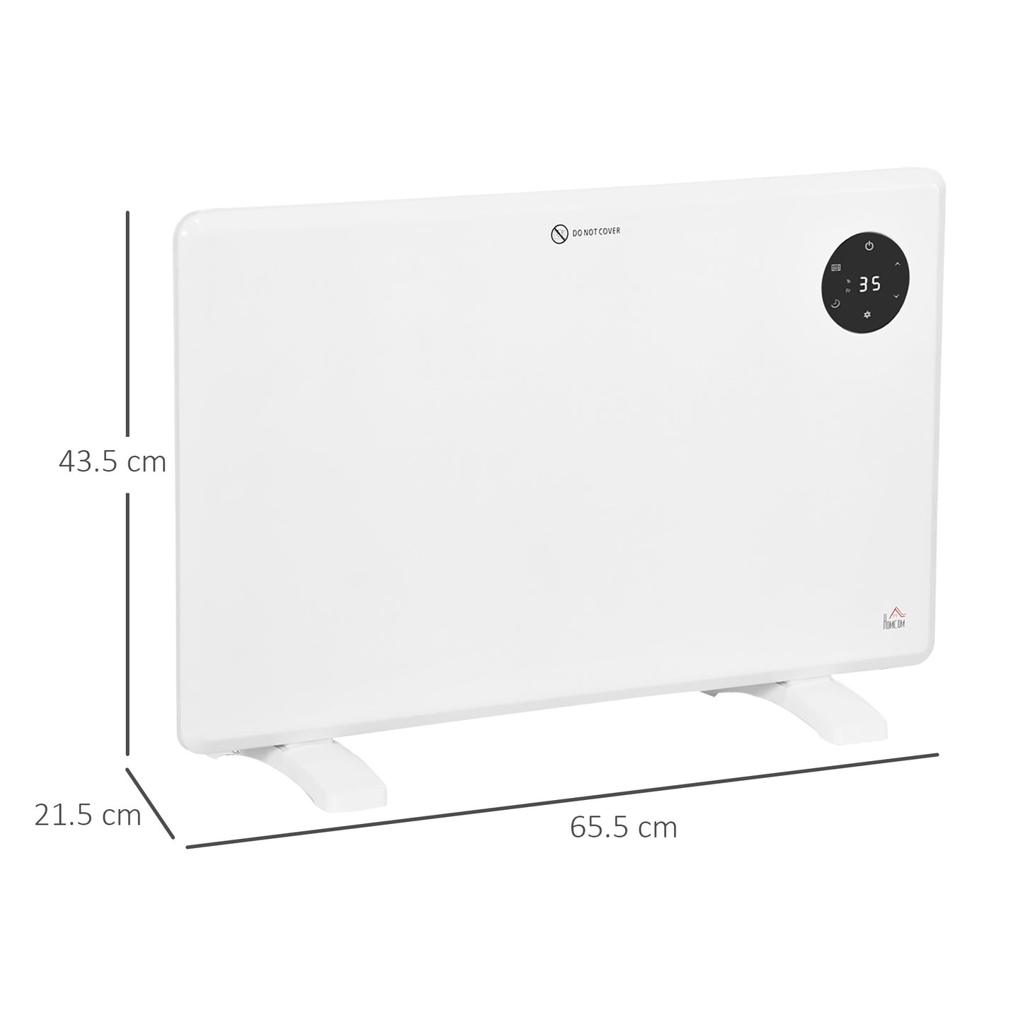 HOMCOM 1200W Electric Convector Heater Freestanding Or Wall Mounted With Adjustable Thermostat Timer White