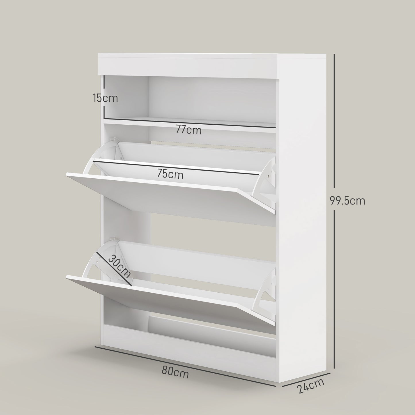 HOMCOM 16-Pair White Shoe Storage Cabinet with Dual Flip Doors - Versatile Wall-Mounted or Freestanding Design - ALL4U RETAILER LTD