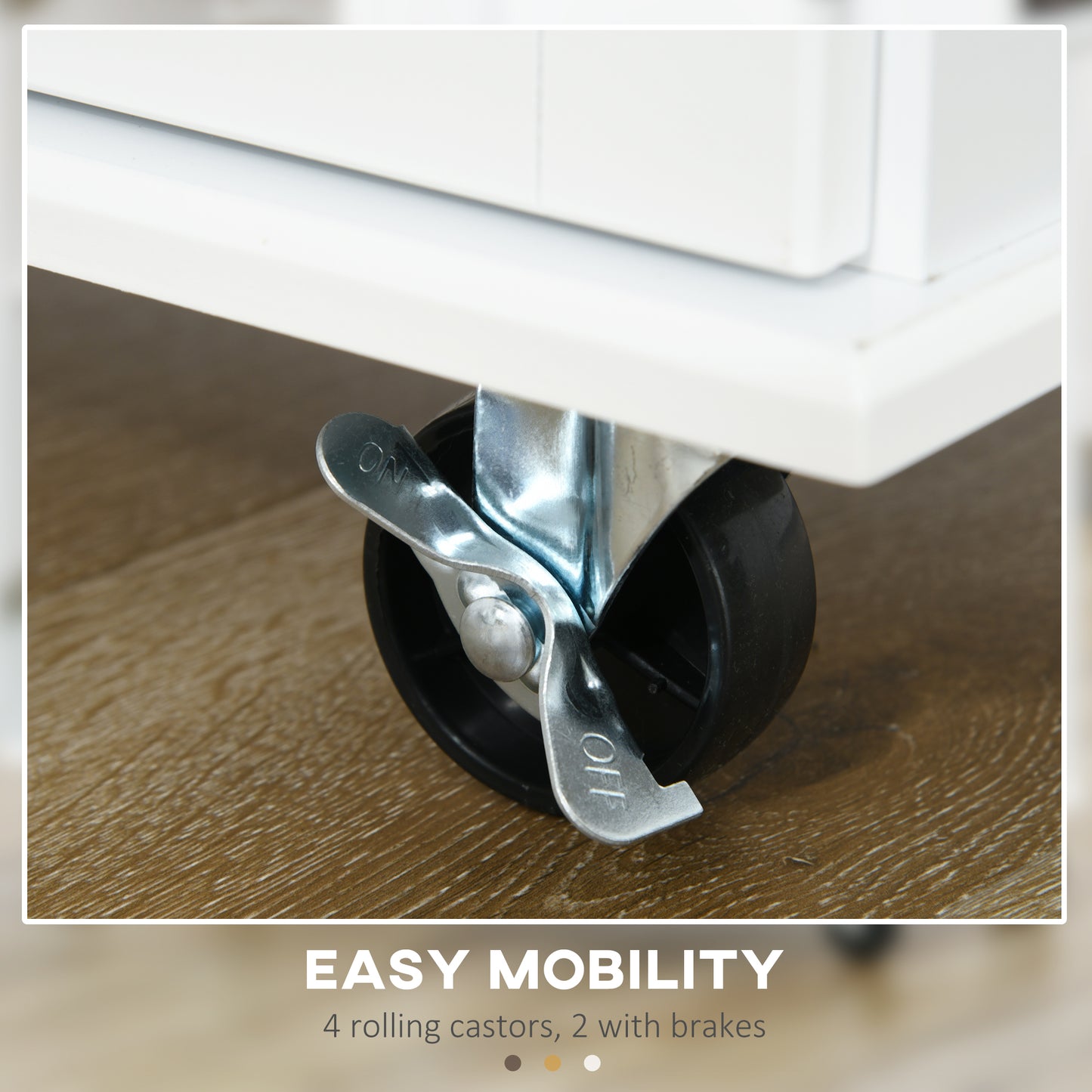 HOMCOM Kitchen Island On Wheels With Drop Leaf 3 Drawers Spice Rack And Towel Rack Rubber Wood Top Trolley White