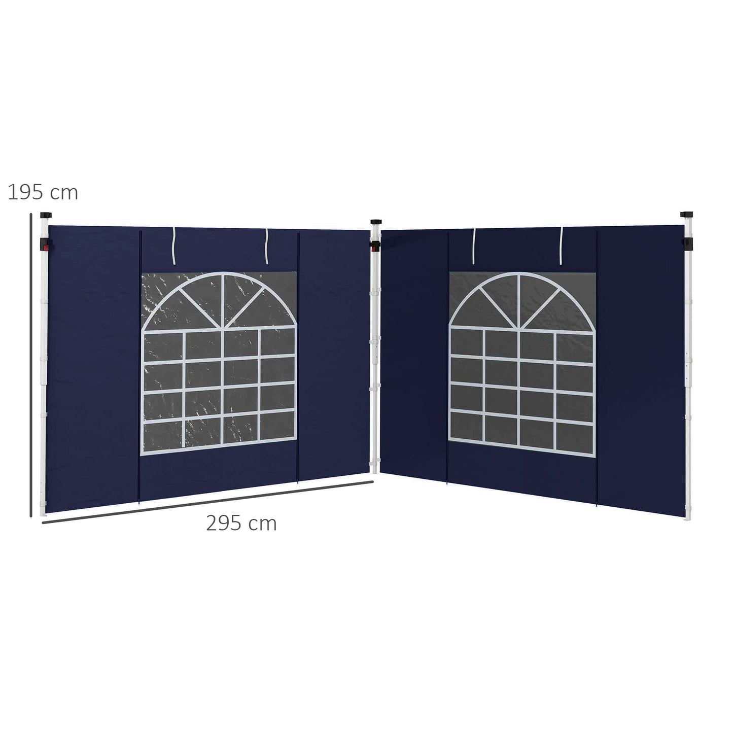 Outsunny Replacement Gazebo Side Walls Set 195 x 295 cm For 3x3m Or 3x6m Canopies Blue