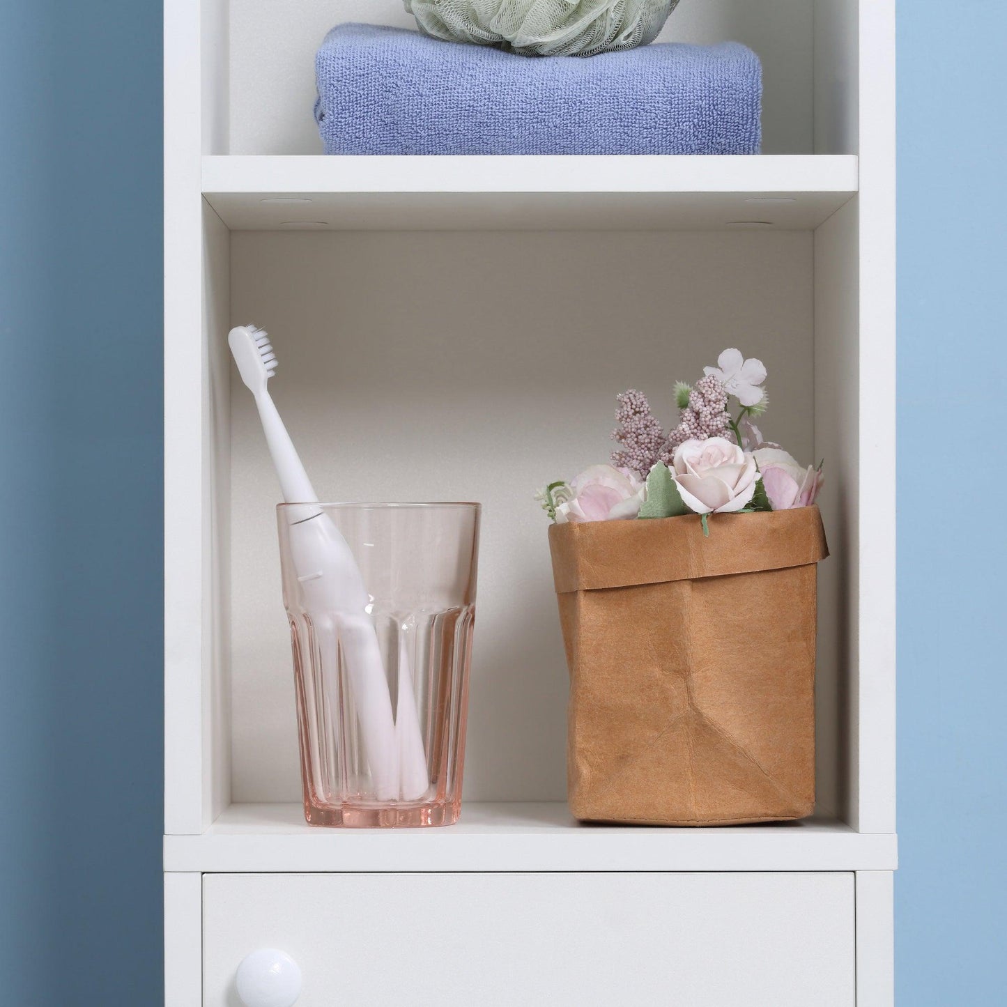 Kleankin Tall Bathroom Storage Cabinet - Freestanding Floor Cabinet - ALL4U RETAILER LTD