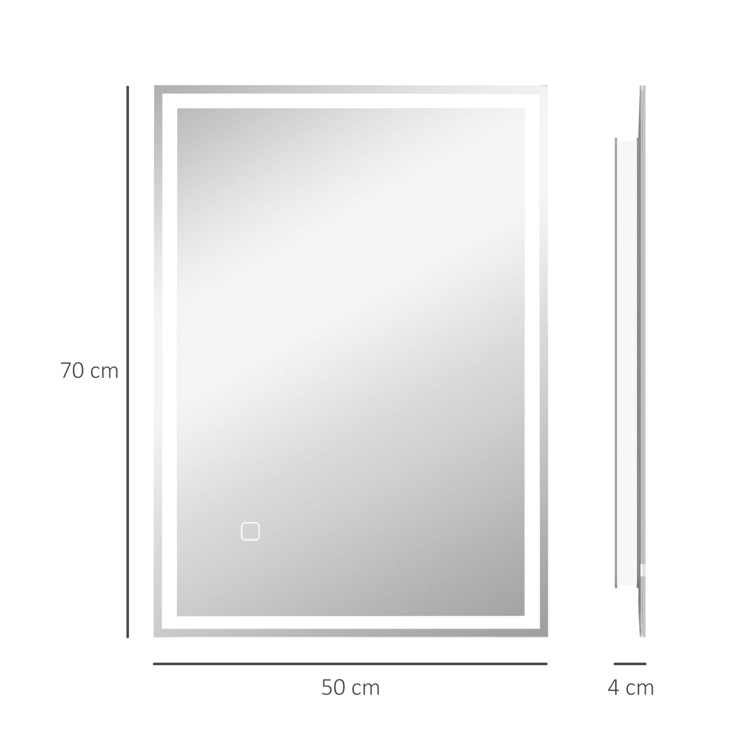 HOMCOM 70 x 50cm Smart Touch LED Vanity Mirror with Dimmable Lights, 3 Colour Options, Anti-Fog Feature - ALL4U RETAILER LTD