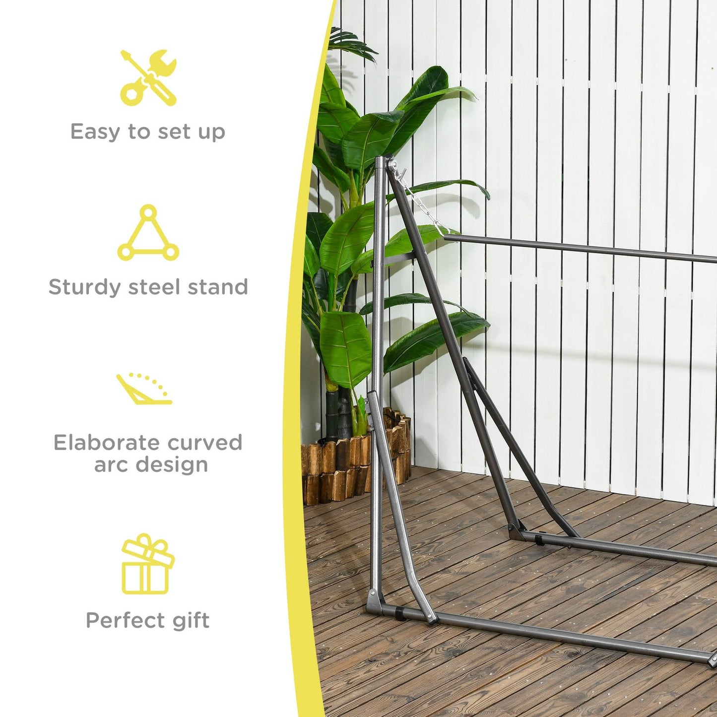 Outsunny Foldable Hammock Stand, 2 in 1 Hammock Net Stand & Clothes Drying Rack - ALL4U RETAILER LTD