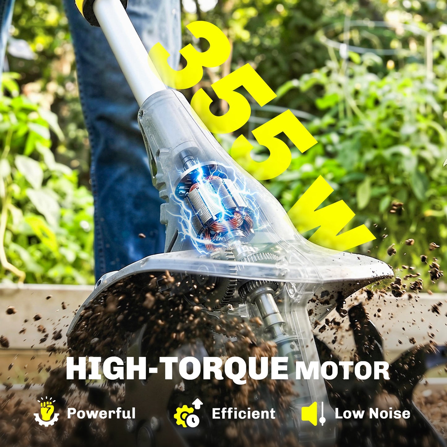 Outsunny Cordless Garden Tiller Rotavator 18V With Dual 4000mAh Batteries And Charger 20cm Tilling Width 18cm Depth